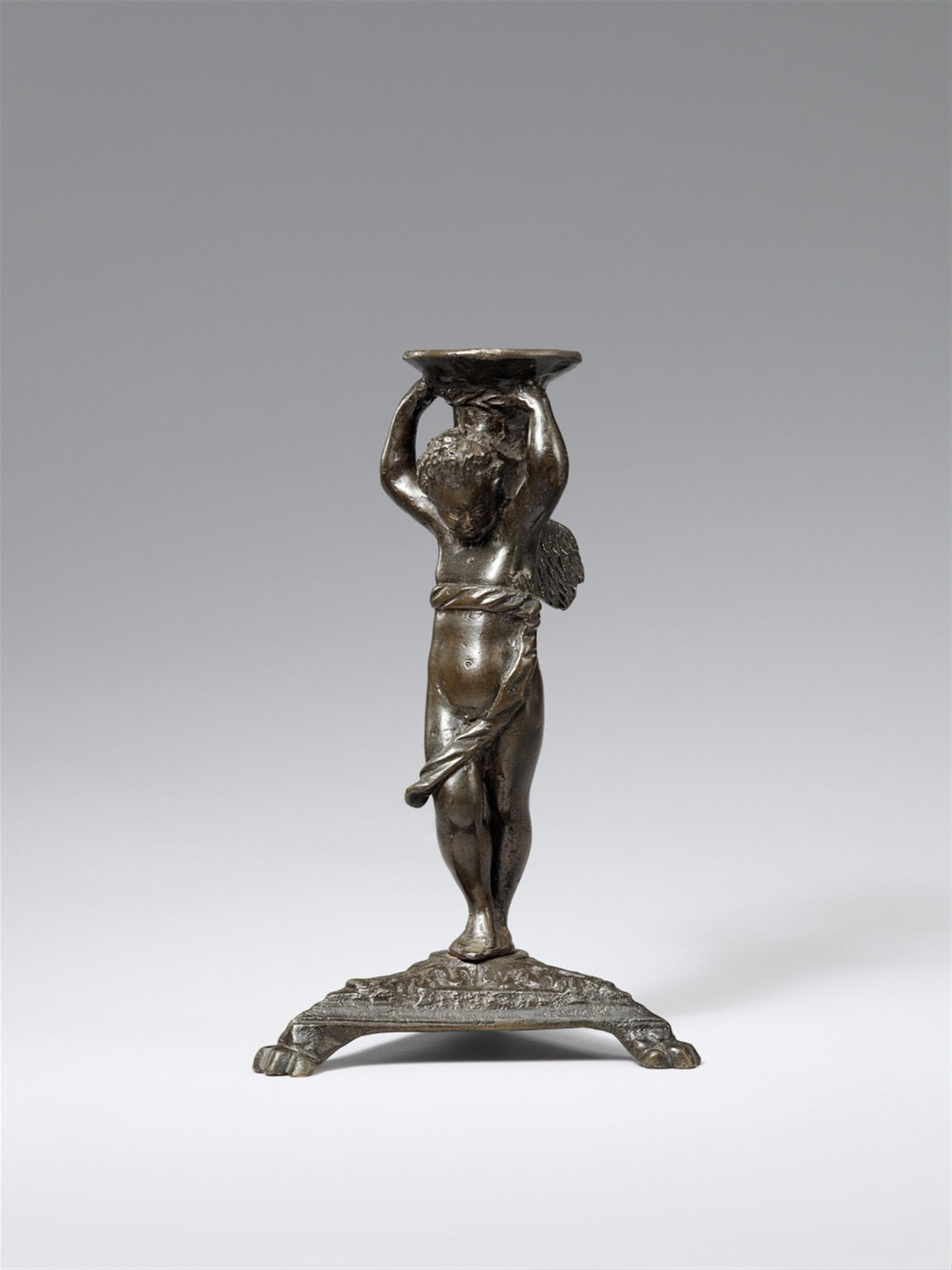 Venice first half 17th century - A Venetian cast bronze candlestick with a putto, first half 17th century. - image-1