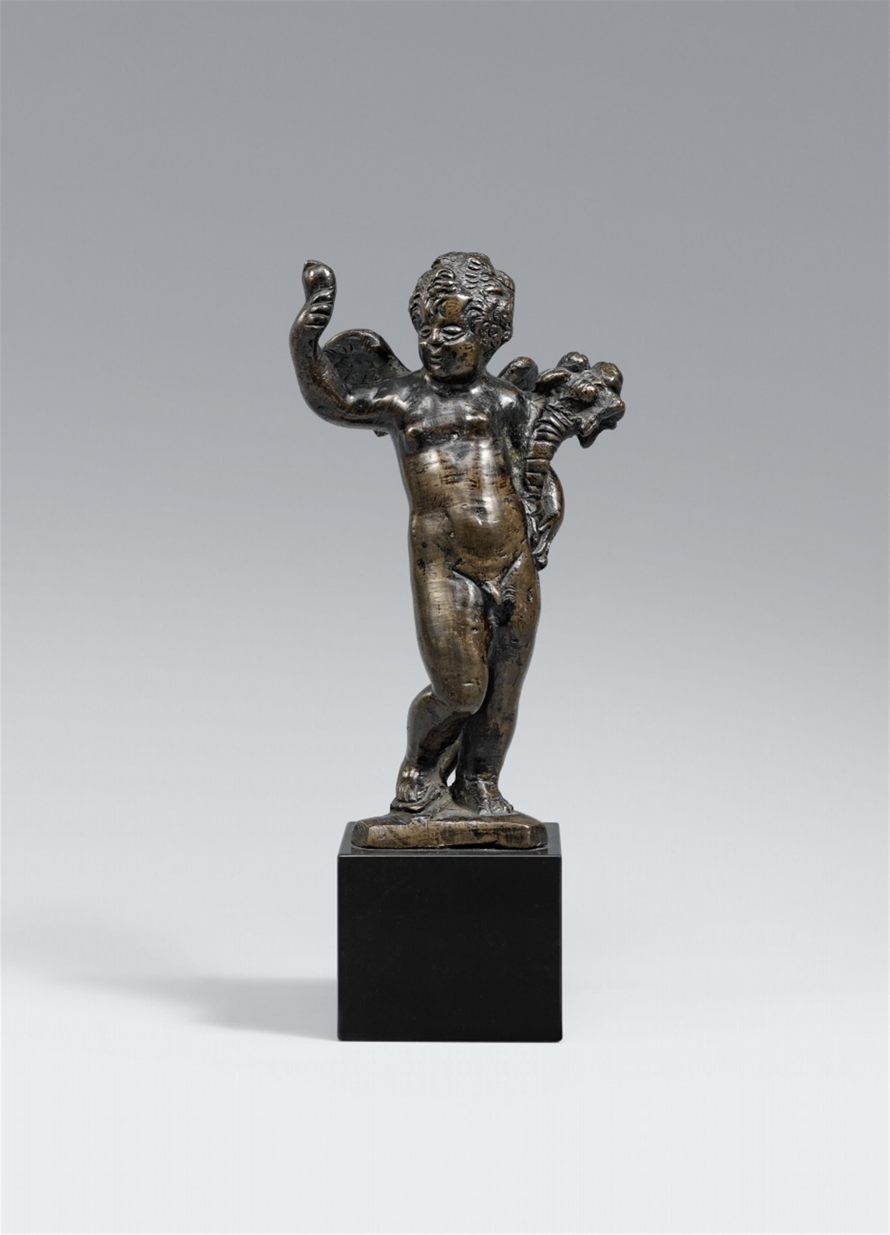 Venice first half 17th century - A Venetian bronze figure of a putto with a cornucopia, first half 17th century. - image-1