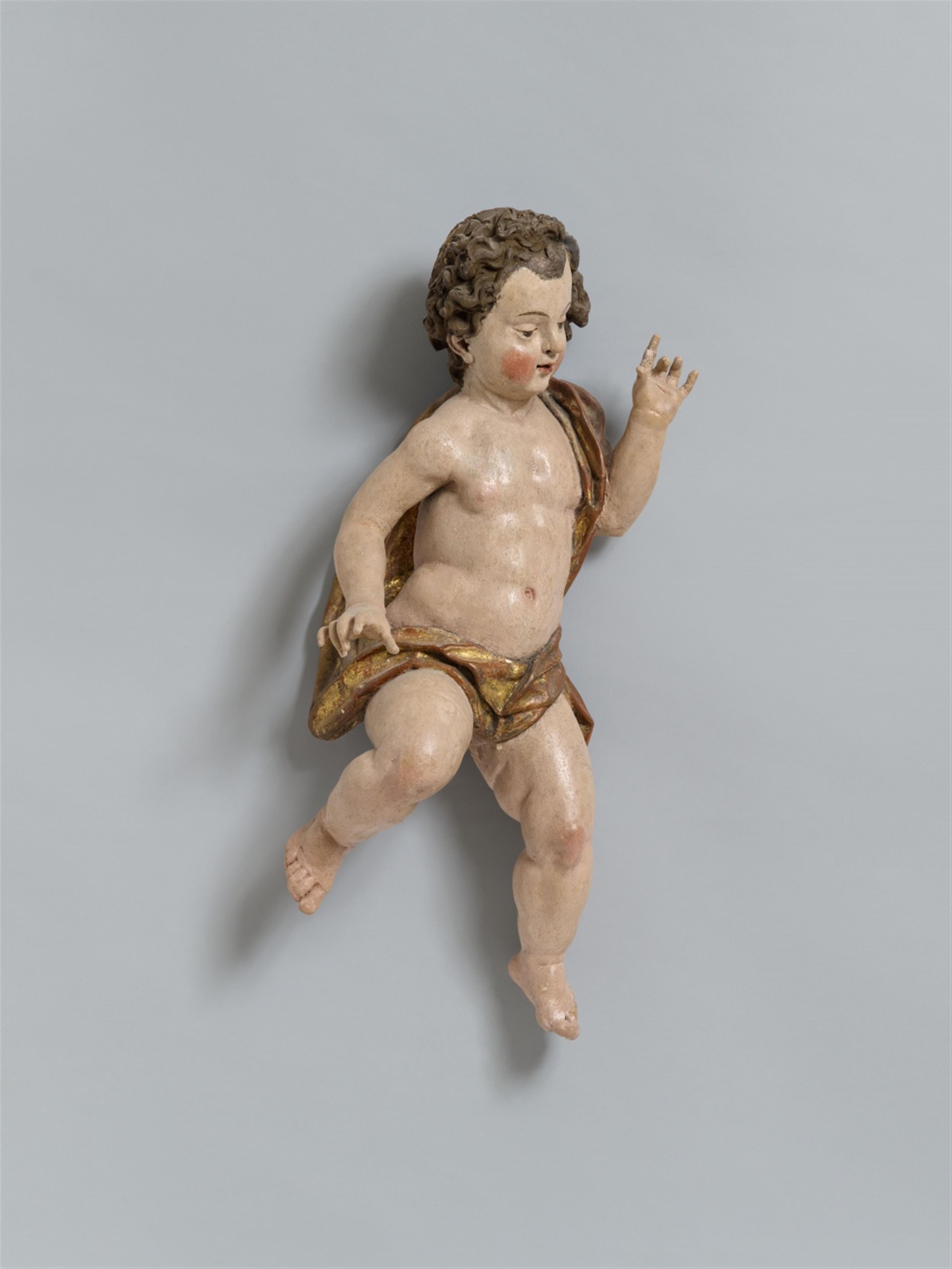 South German 18th century - An 18th century South German carved wooden putto. - image-1