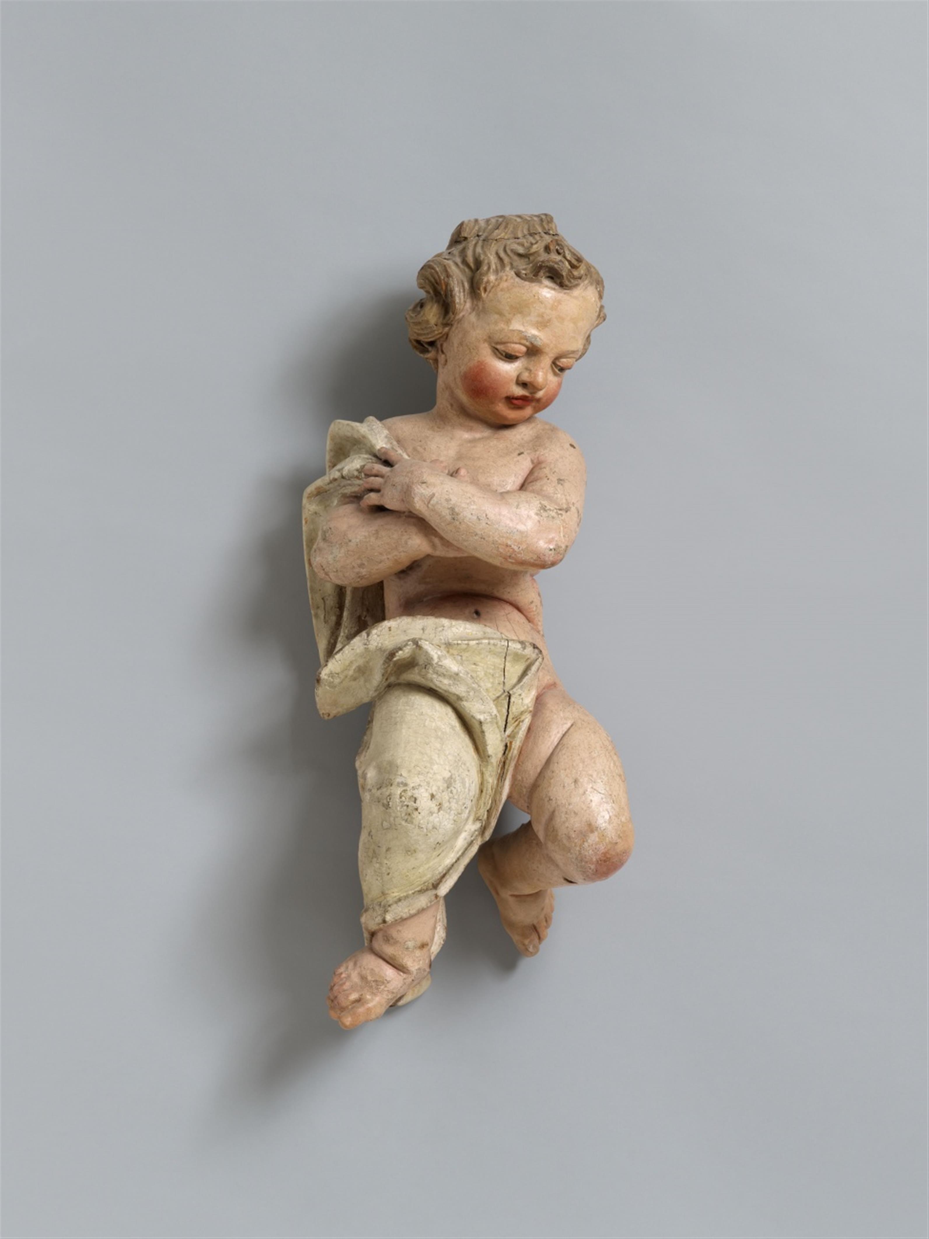 South German 18th century - An 18th century South German carved wooden putto. - image-1