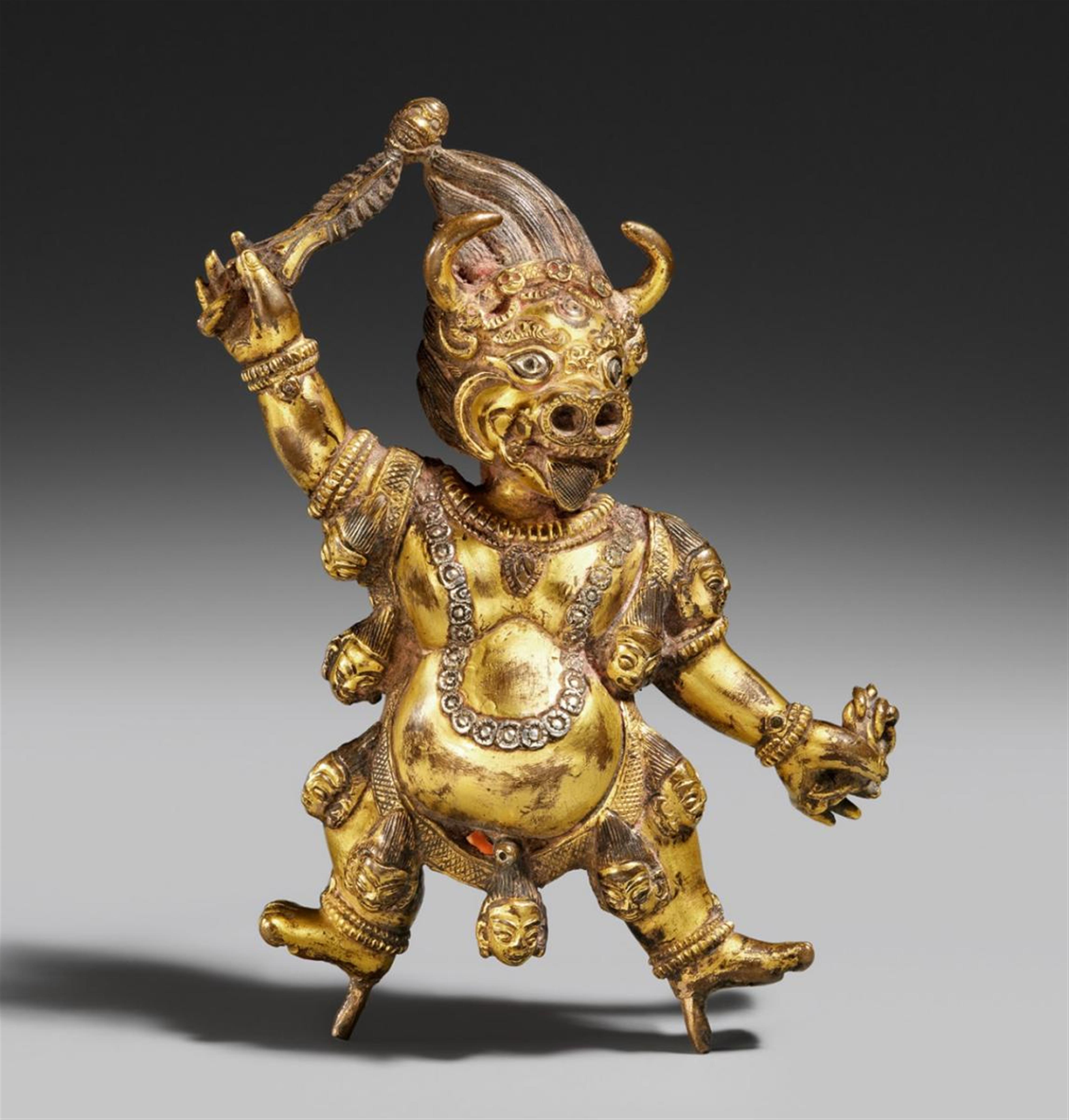 A Tibetan gilt bronze figure of Dharmaraja Yama. 19th century - image-1