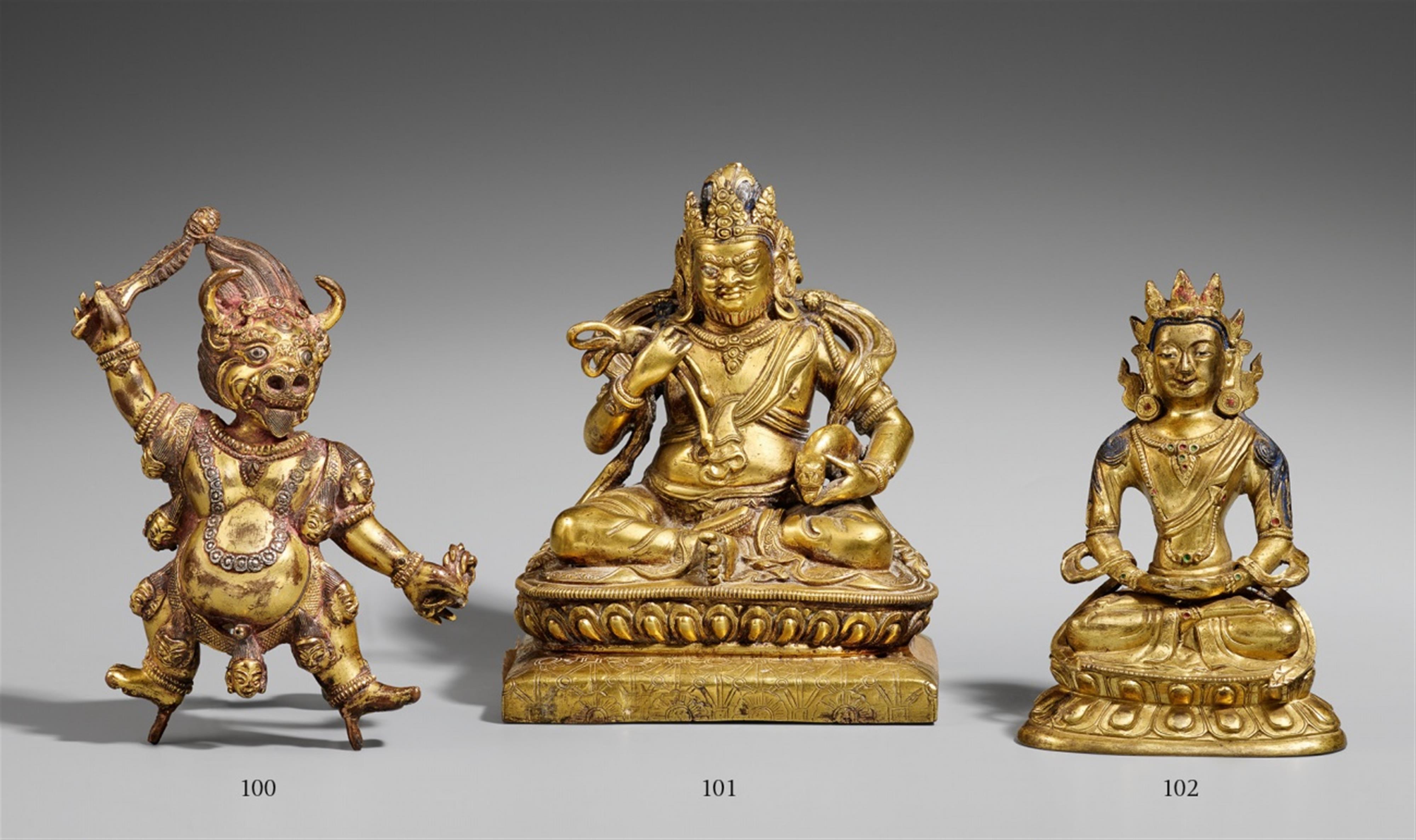 A Tibetan gilt bronze figure of Dharmaraja Yama. 19th century - image-2