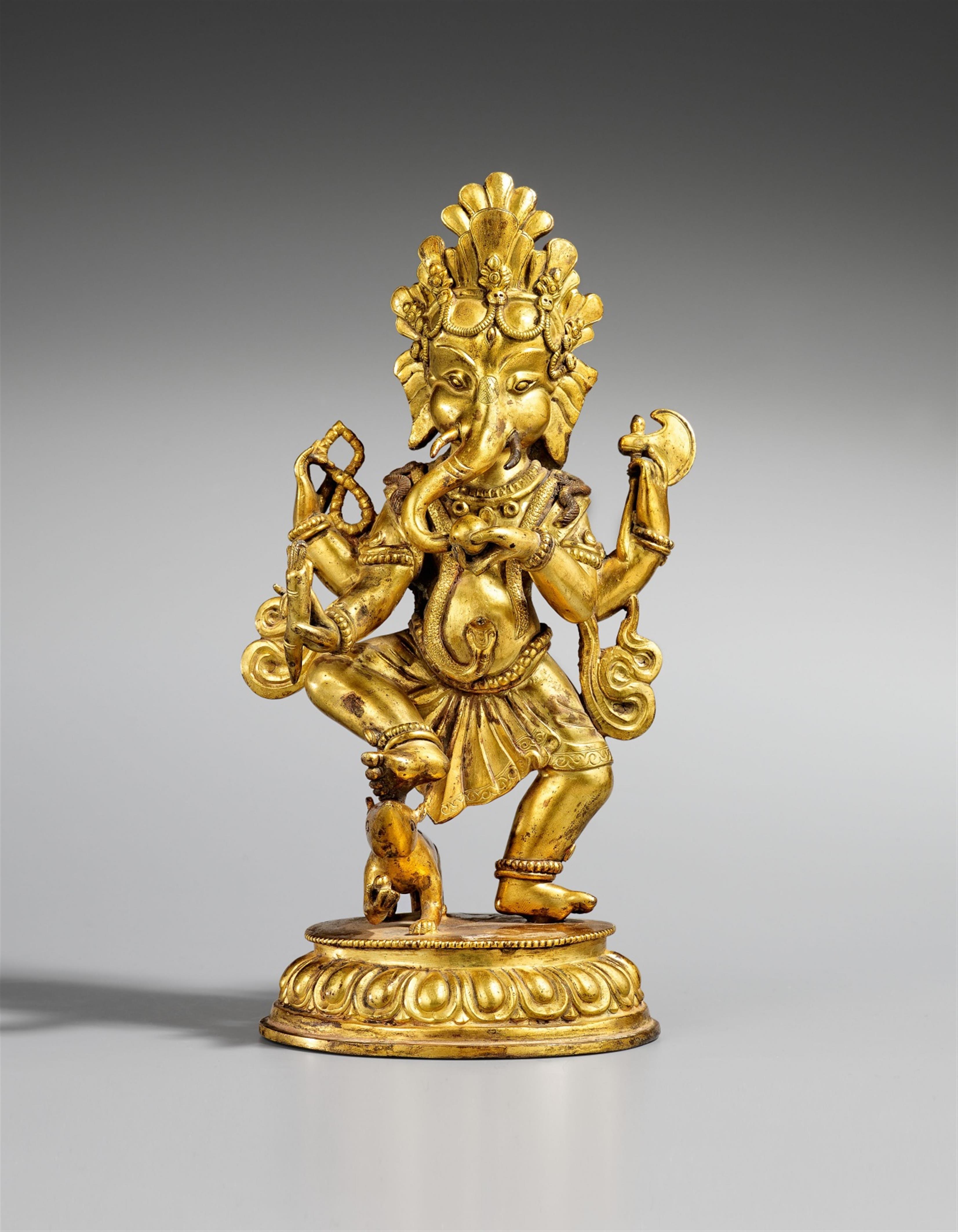 A Tibetan or Nepalese gilt bronze figure of Ganapati. Possibly 19th century - image-2