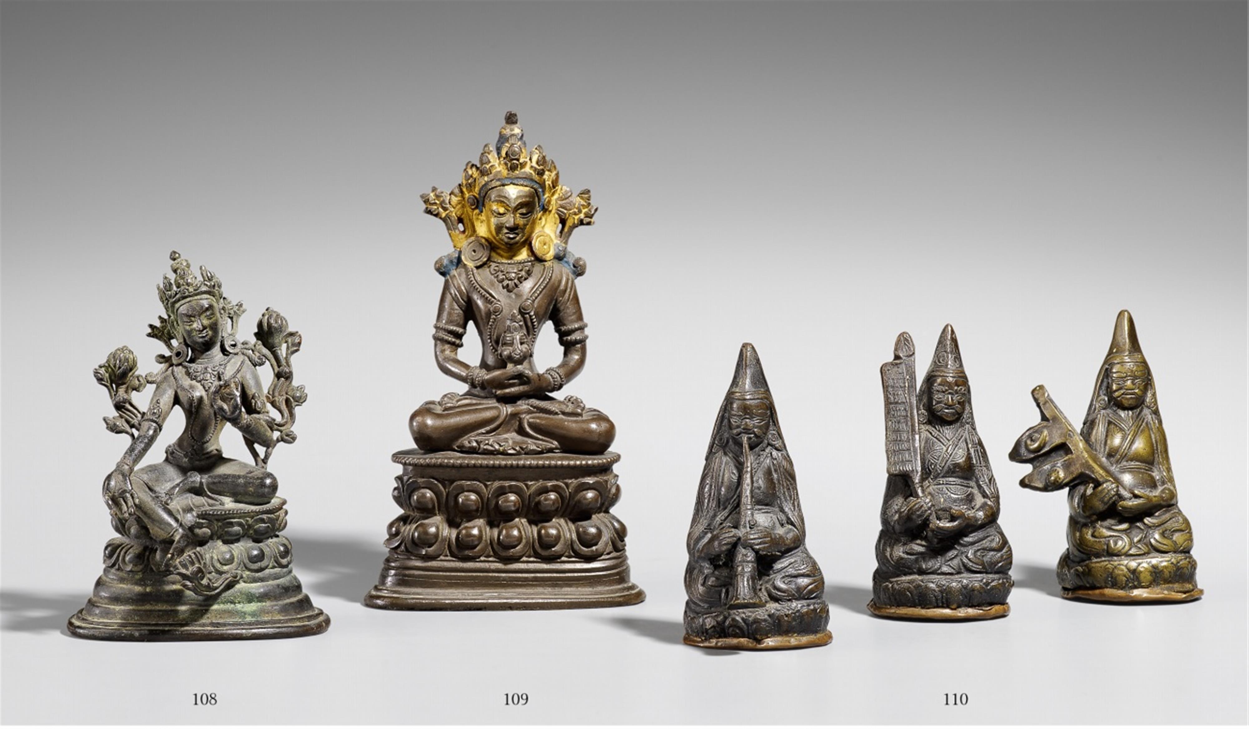 Three Nepalese bronze figures. 20th century - image-1