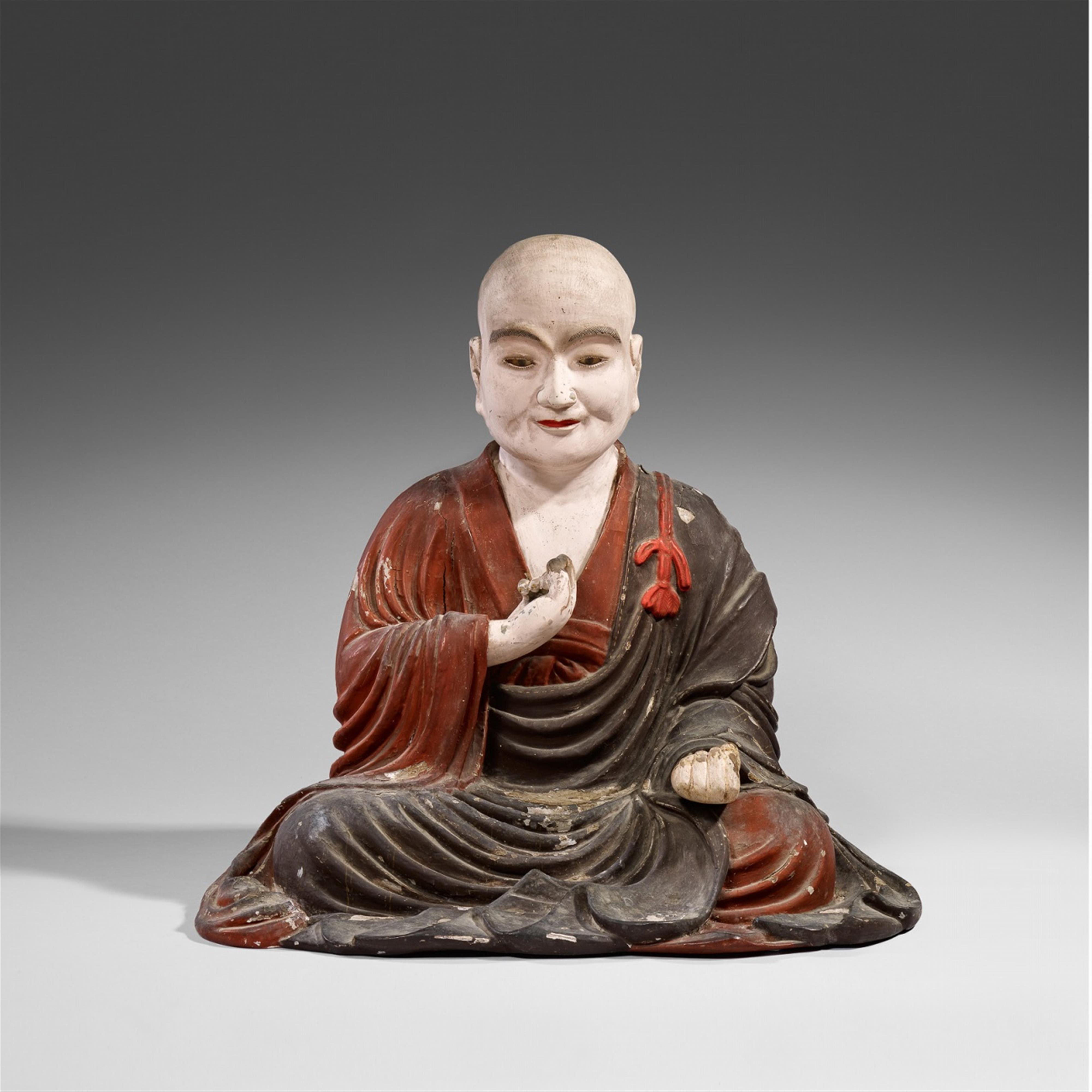 A polychrome wood figure of Kûkai or Kobo daishi. 19th century - image-1