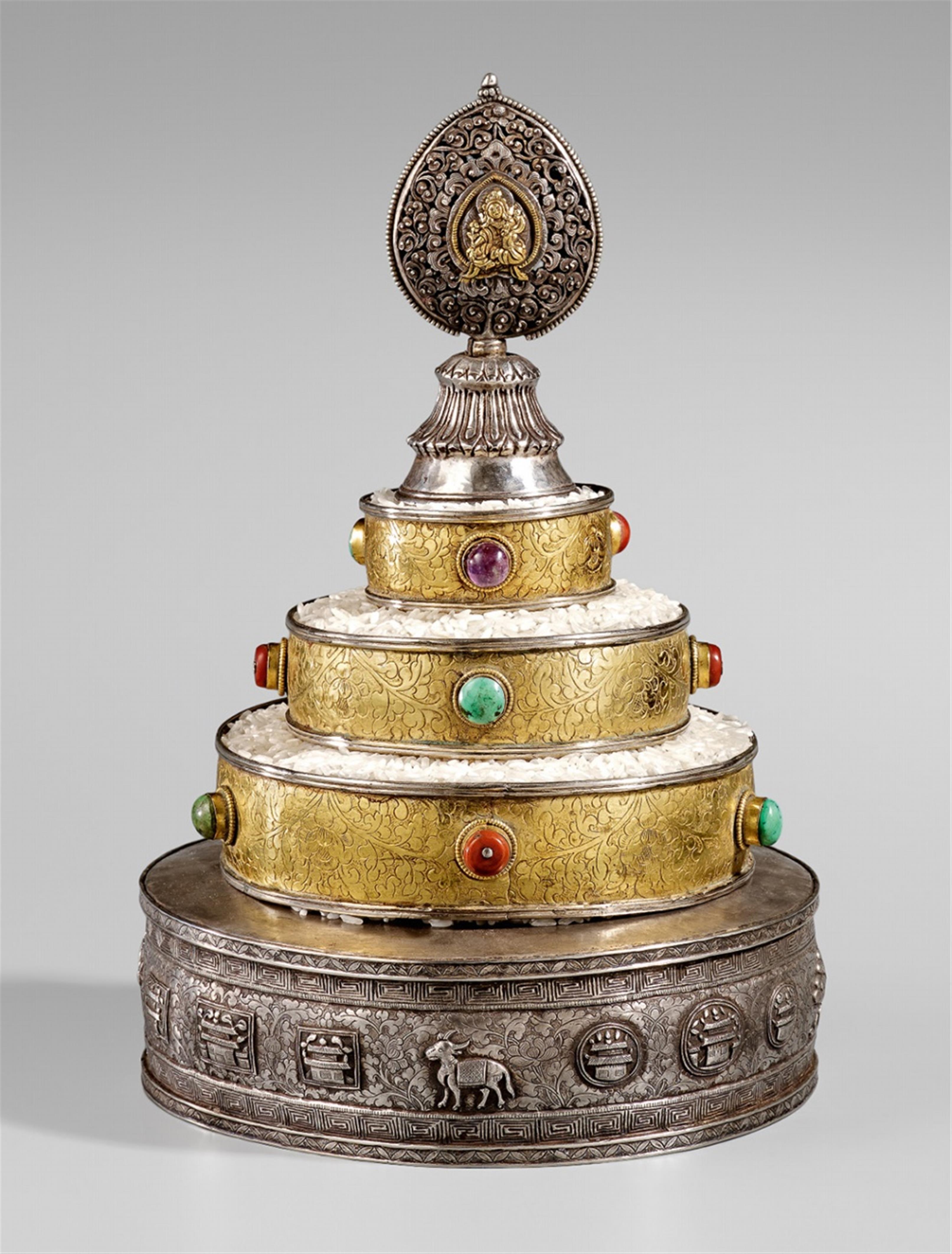 A Tibetan silver offering mandala - image-1