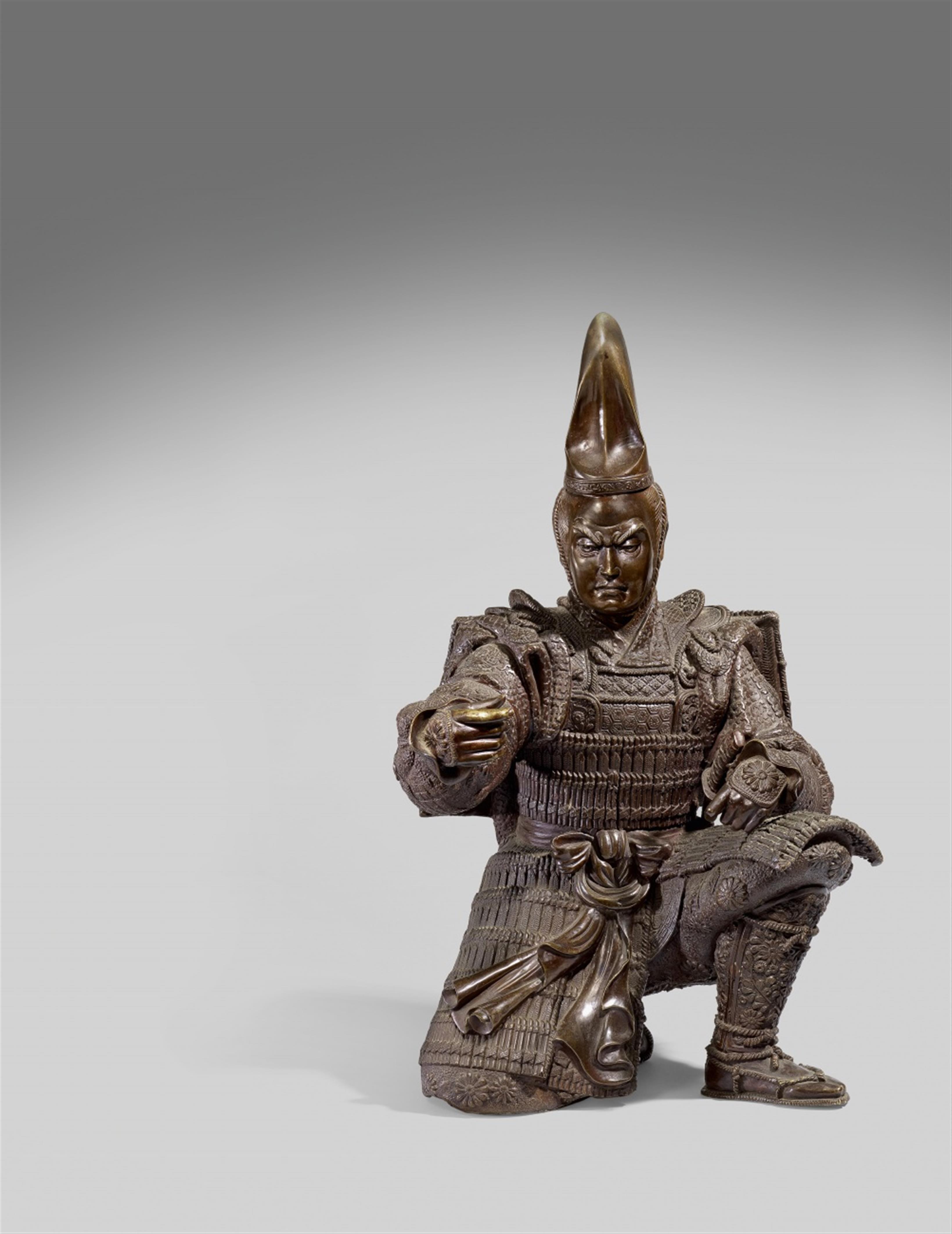 Große Figur eines Samurai. Bronze. Spätes 19./20. Jh. - image-1