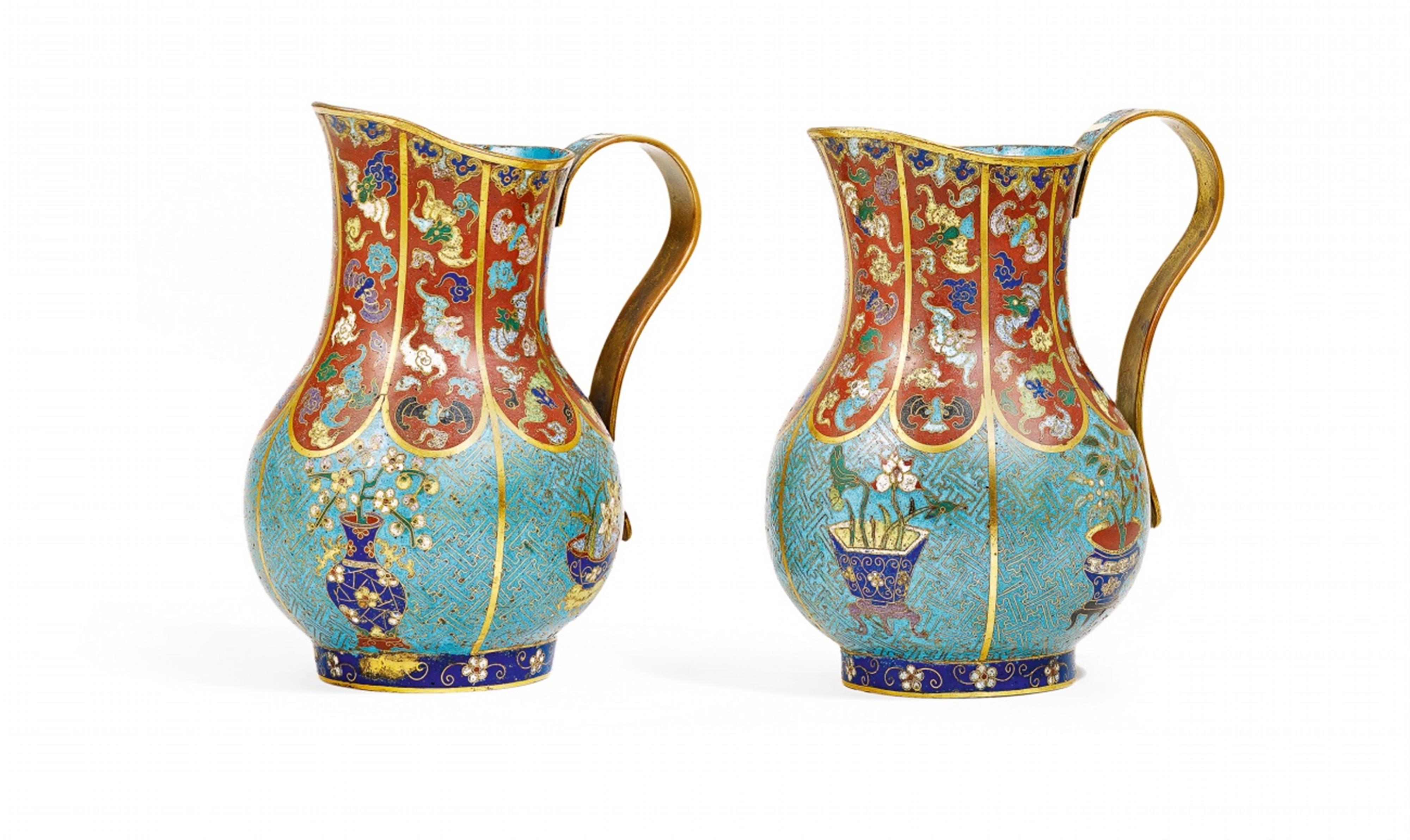 A pair of cloisonné enamel jugs. First half 19th century - image-1