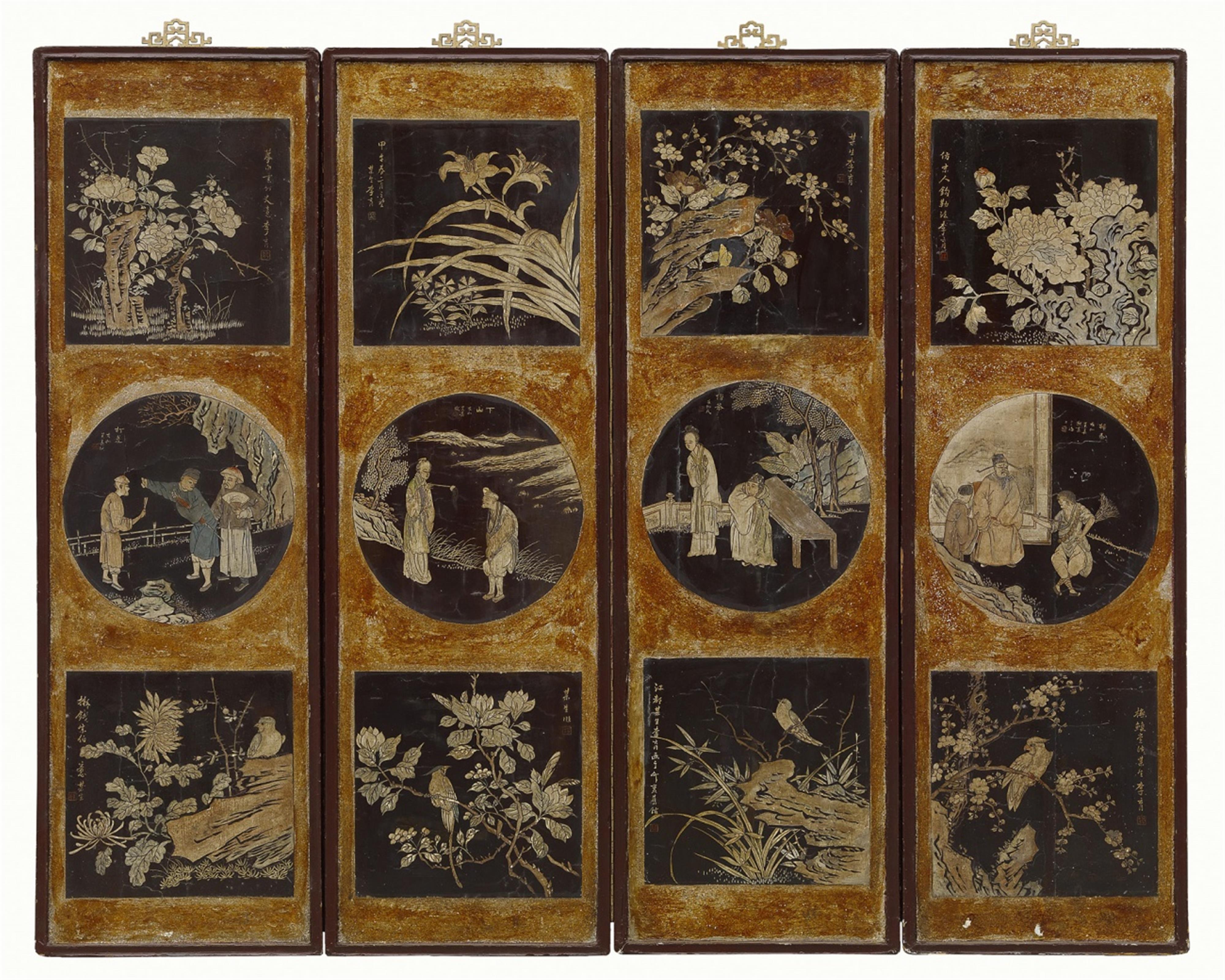 Four panels in kuancai-technique. Second half 19th century - image-1