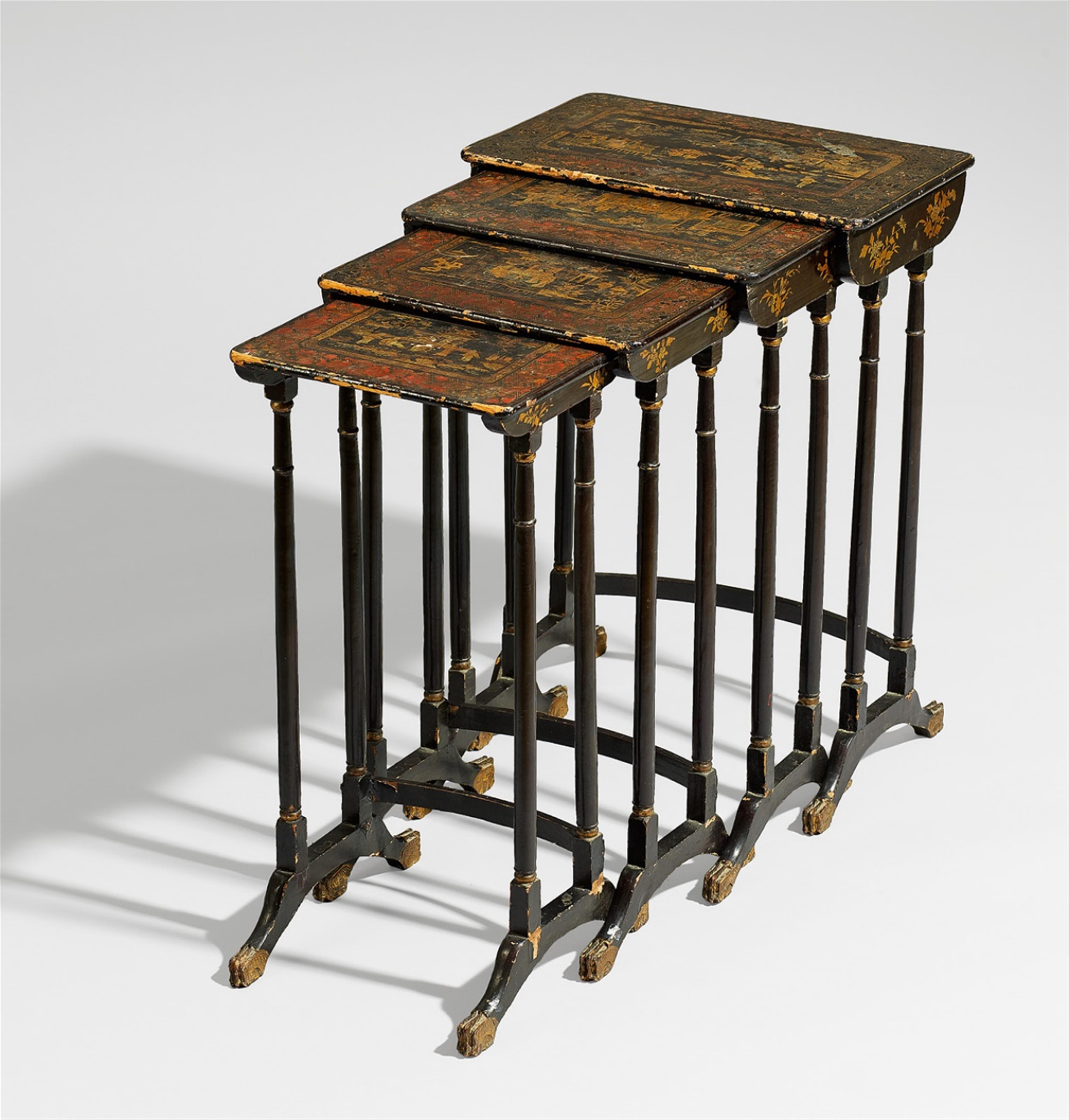 A Canton wood and lacquer nest of four tables. Late 19th century - image-1