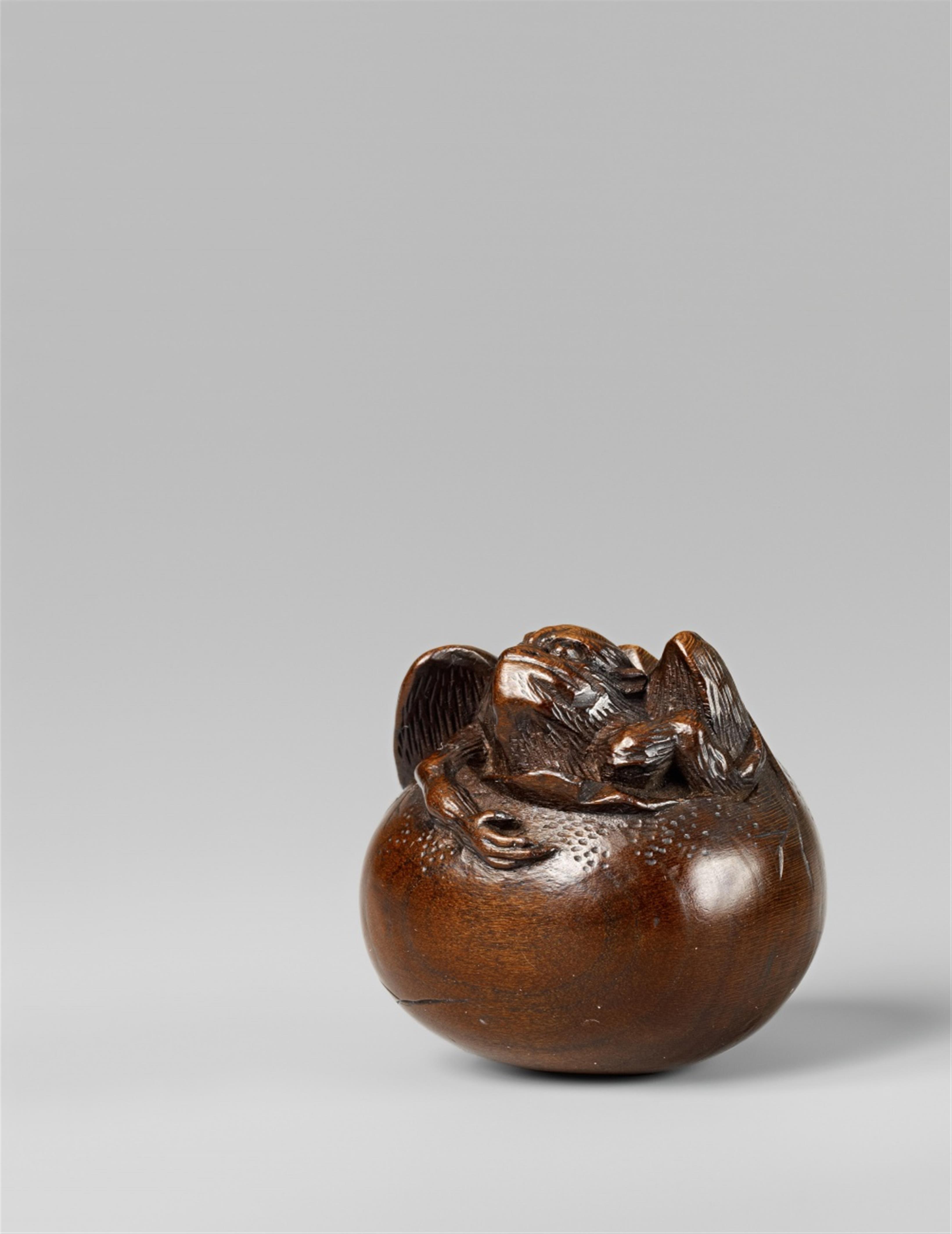 A wood netsuke of a tengu no tamago, by Ryusen (Tatekawa). Early 19th century - image-1