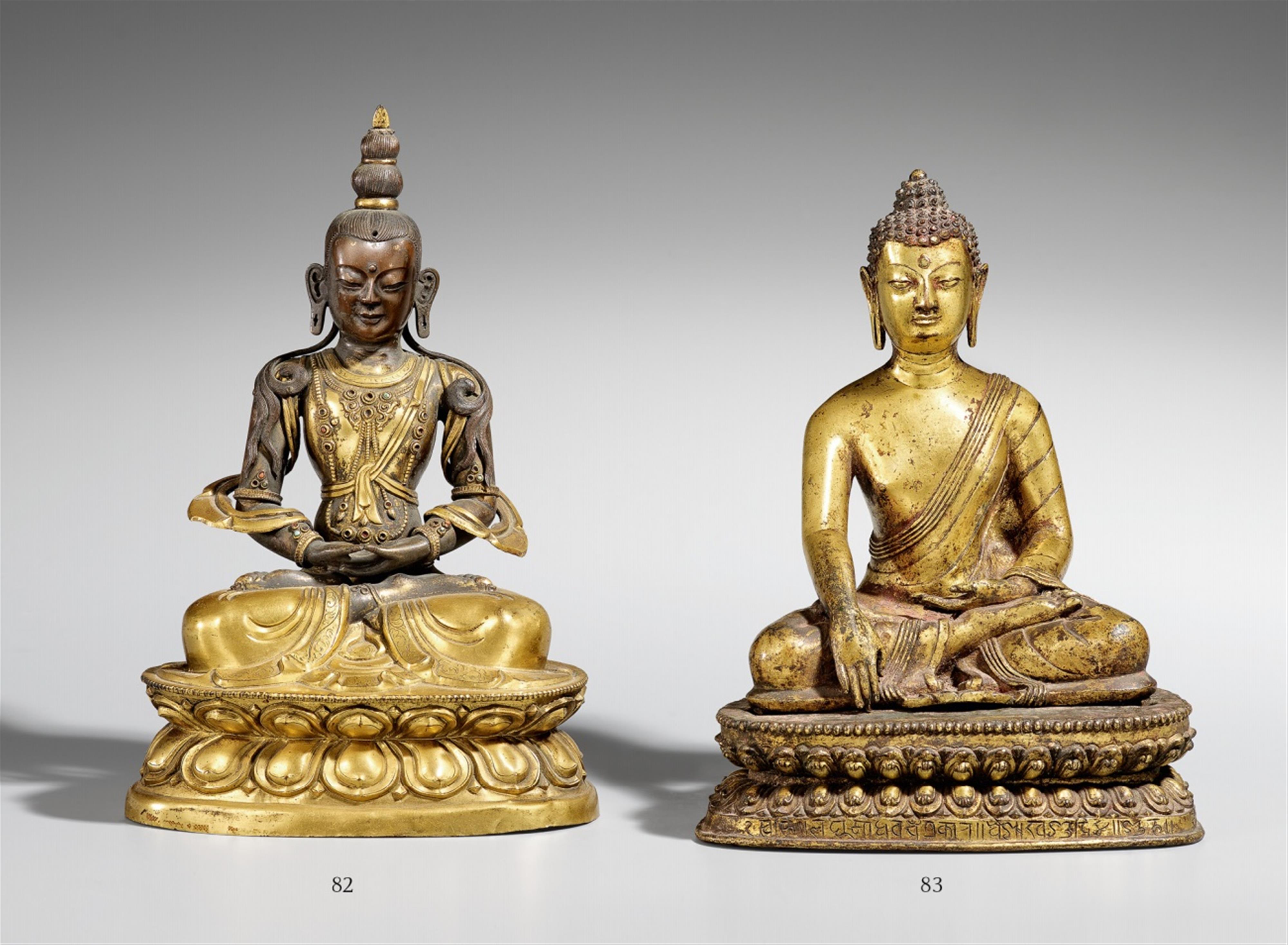 A Sinotibetan parcel gilt and embossed bronze figure of Buddha Amithaba. 18th/19th century - image-1