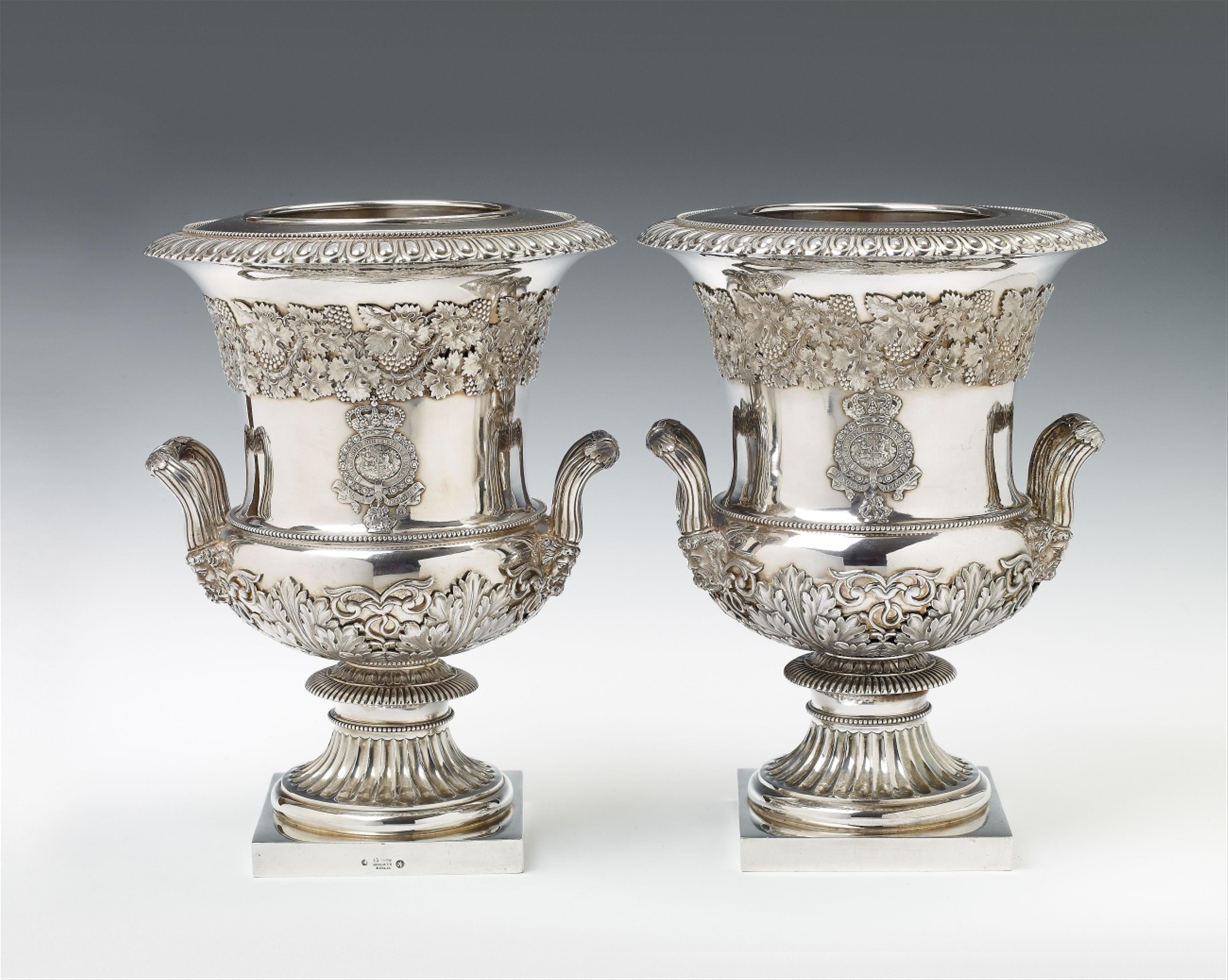 A pair of Berlin silver wine coolers made for Ernst August, Duke of Cumberland and King of Hannover. - image-1