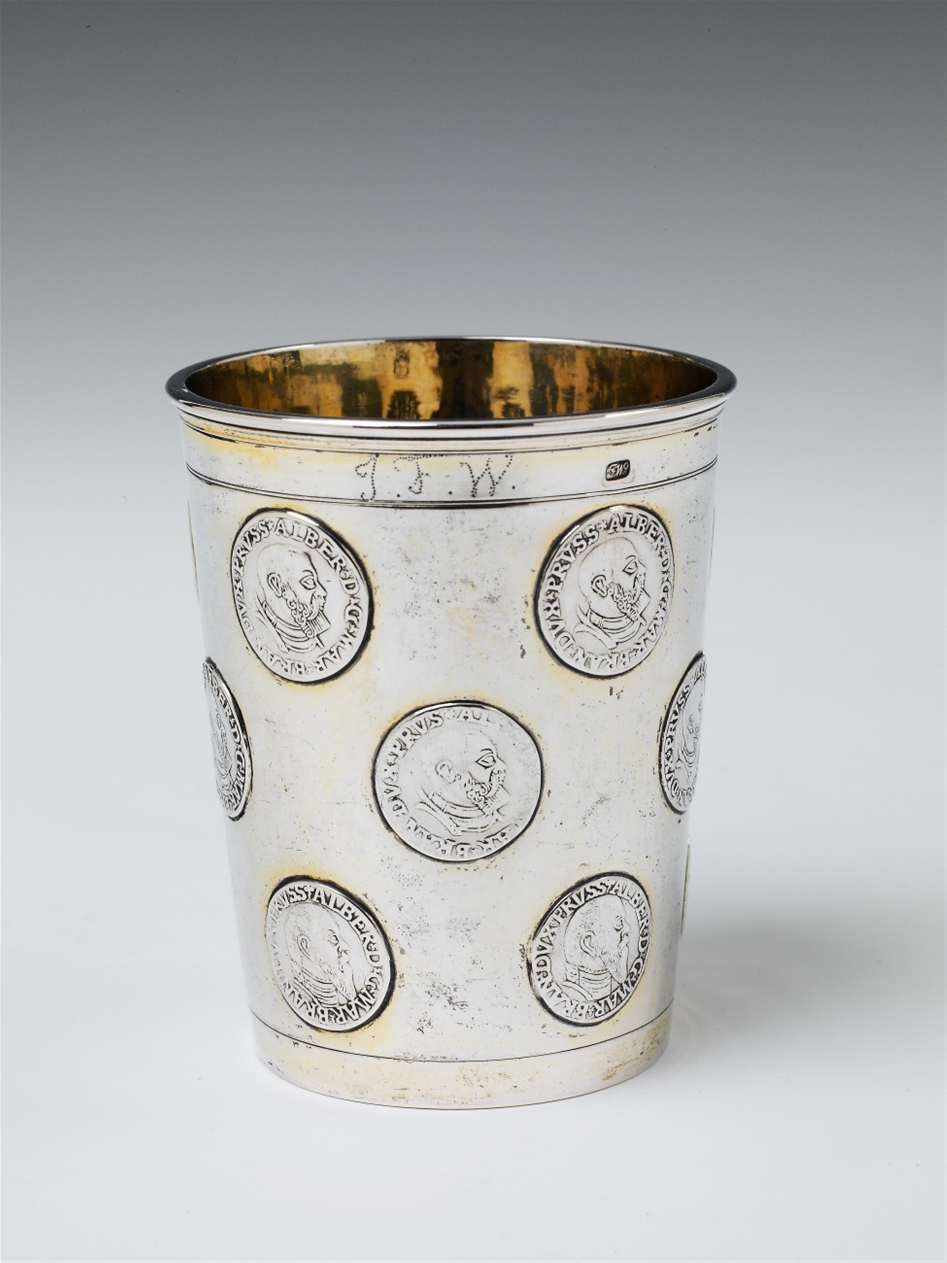 A Berlin partially gilt silver coin-set beaker. - image-1