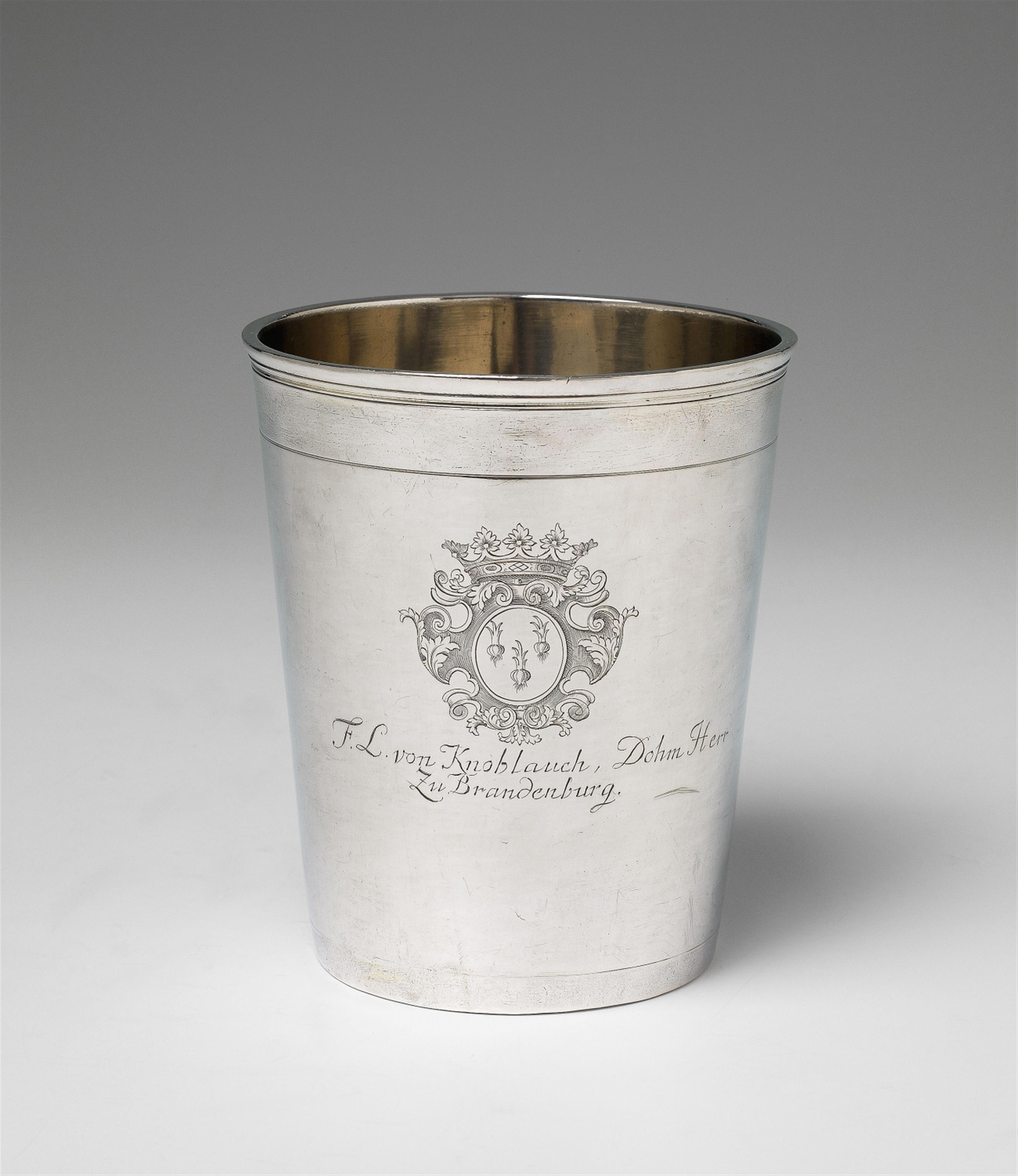 A Brandenburg partially gilt silver canon's beaker (Domherrenbecher). - image-1