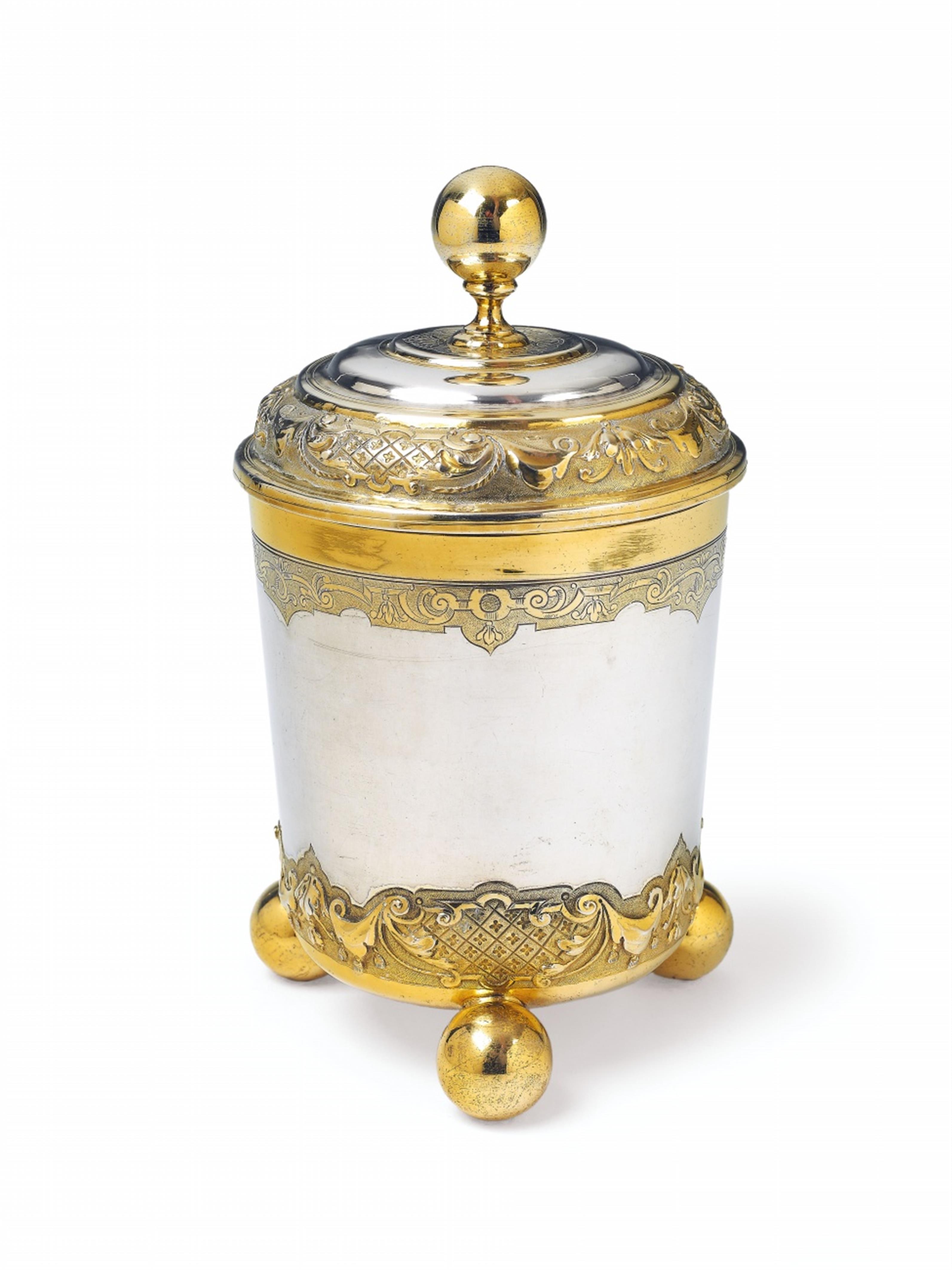 A large Augsburg partially gilt silver beaker and cover - image-1