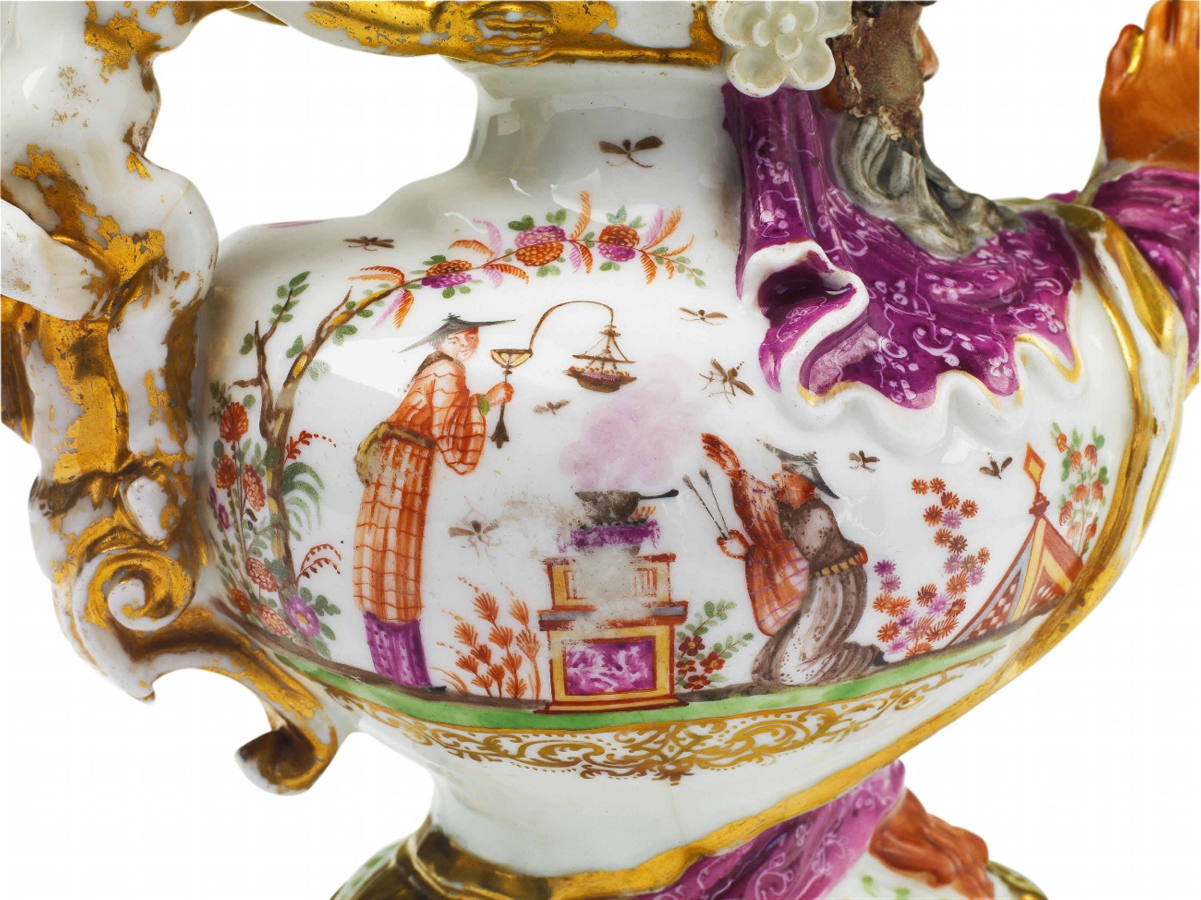 A rare Meissen porcelain grotesque-moulded teapot with "hausmaler" decor - image-9