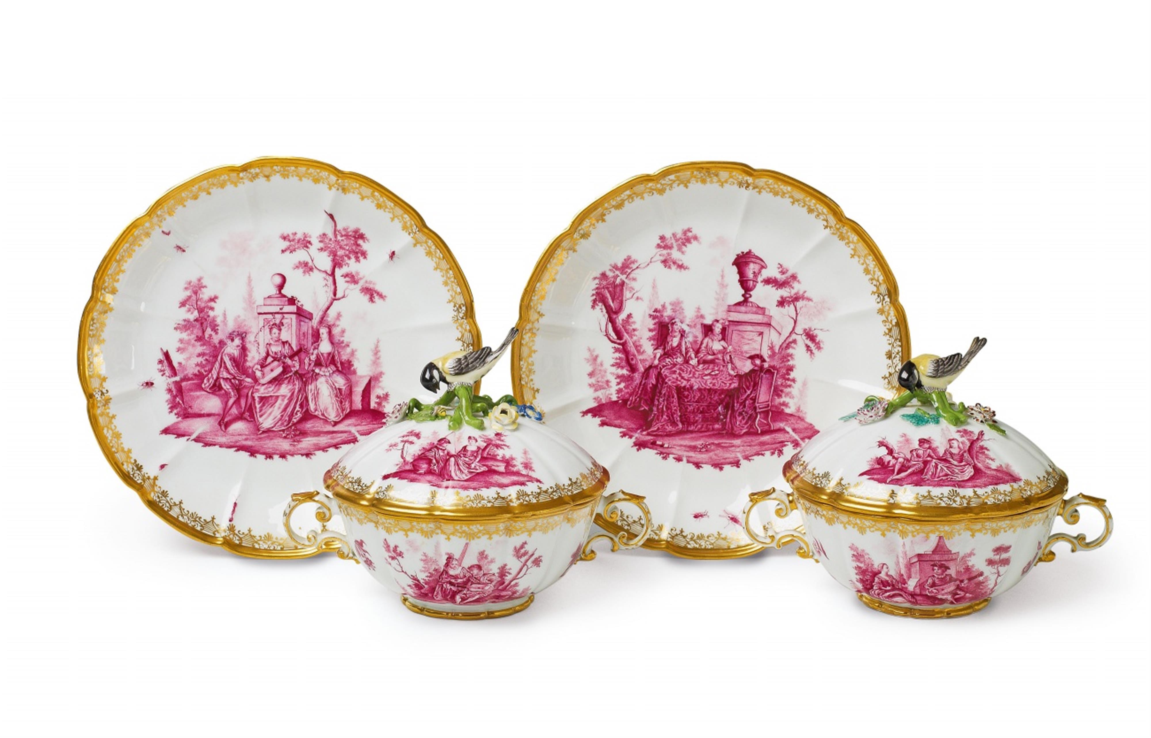 A rare pair of Meissen tureens with presentoirs - image-1