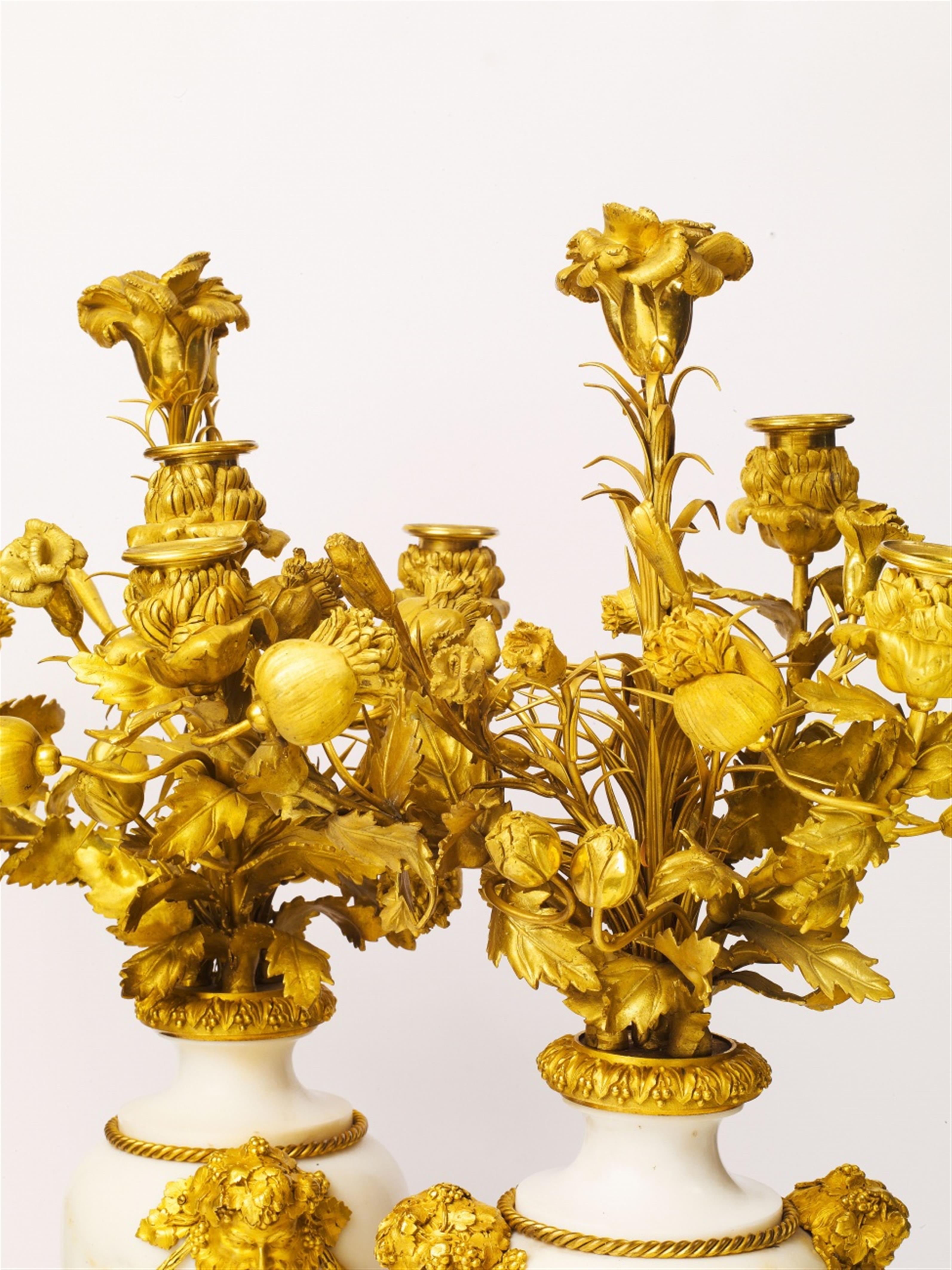 A pair of Parisian gilt bronze and marble candelabra - image-2