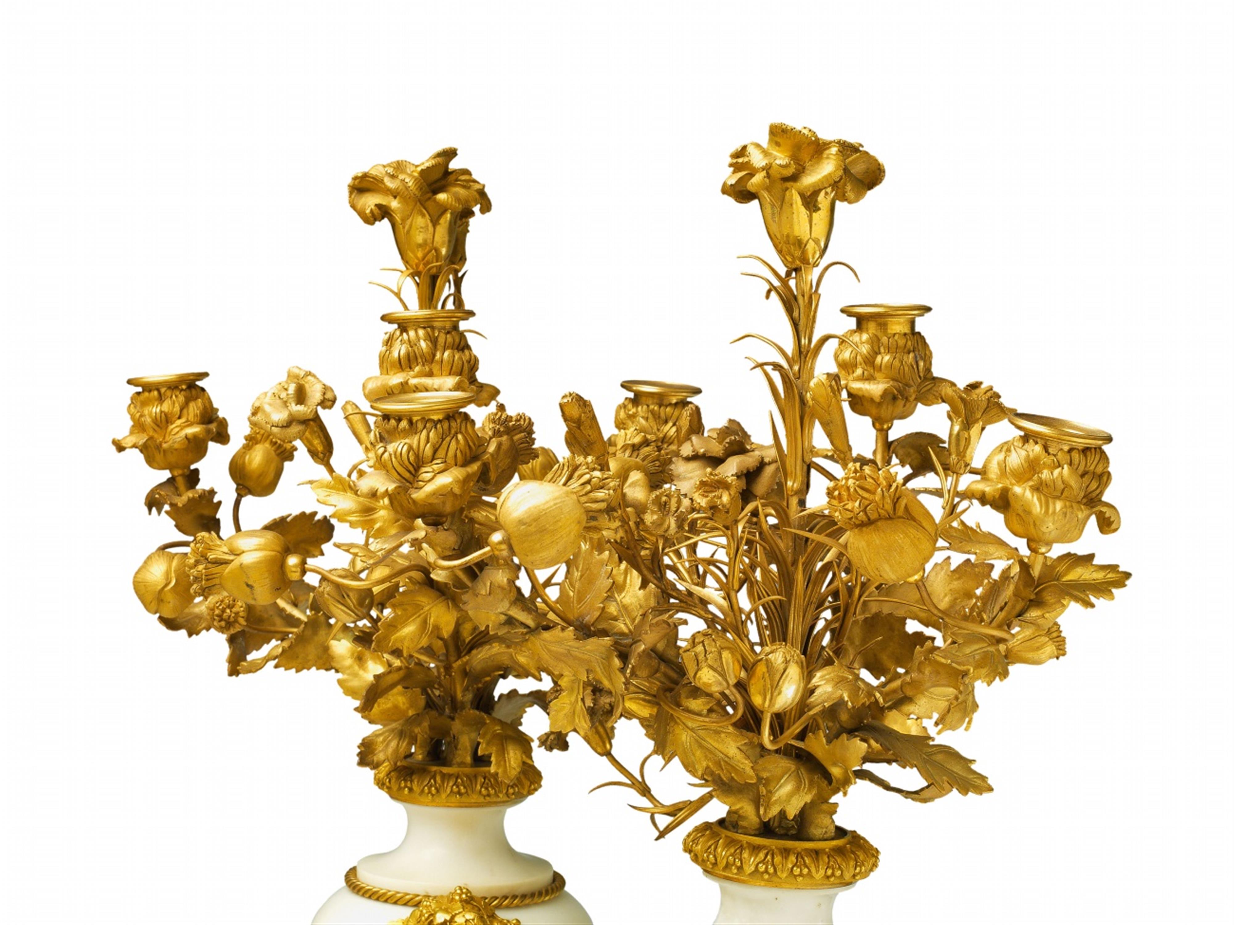 A pair of Parisian gilt bronze and marble candelabra - image-4
