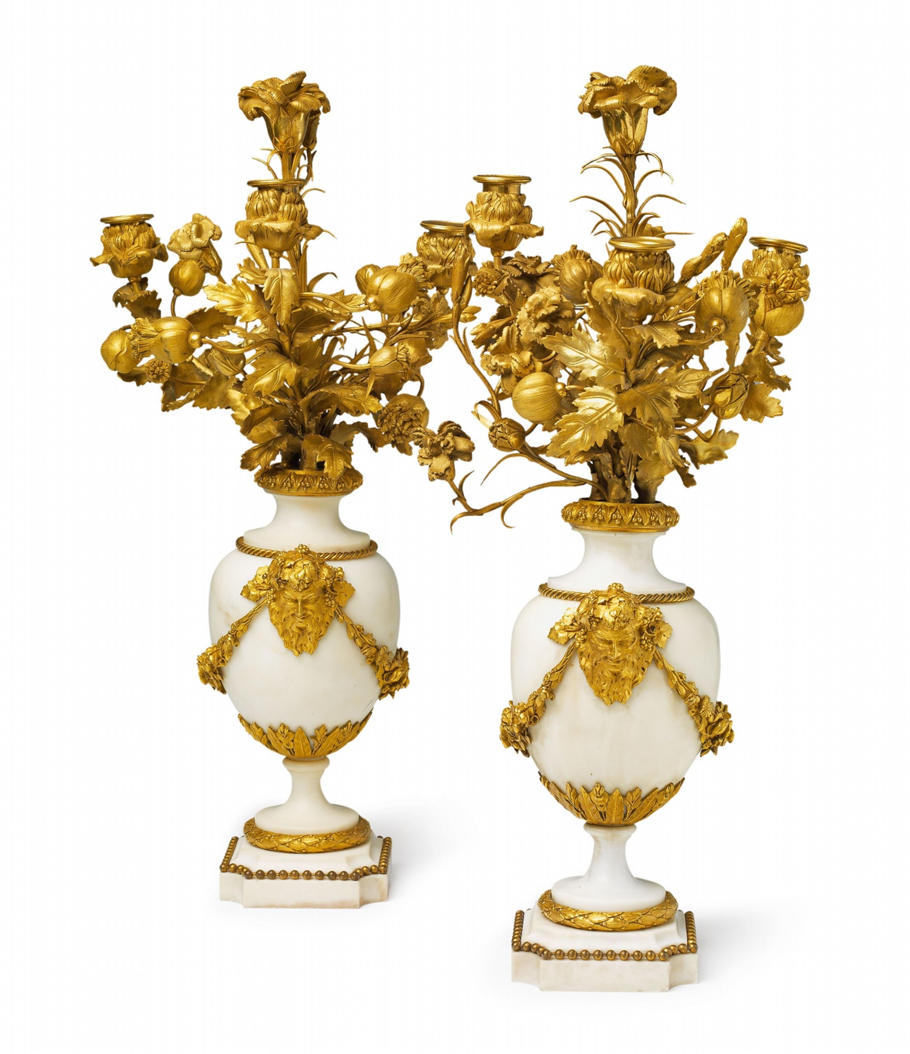 A pair of Parisian gilt bronze and marble candelabra - image-1