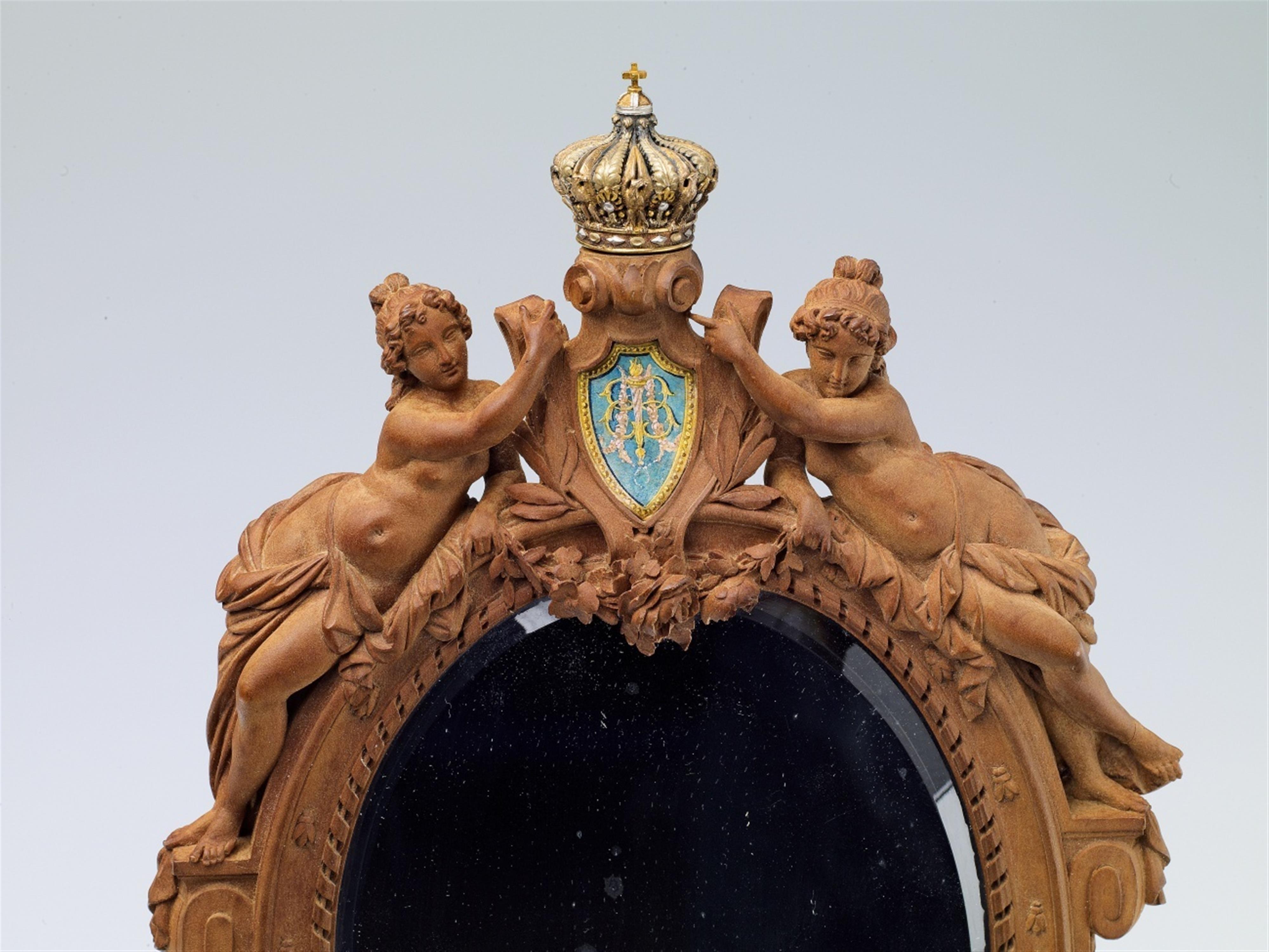 An opulent French carved cherrywood hand-mirror made for Empress Eugenie - image-2