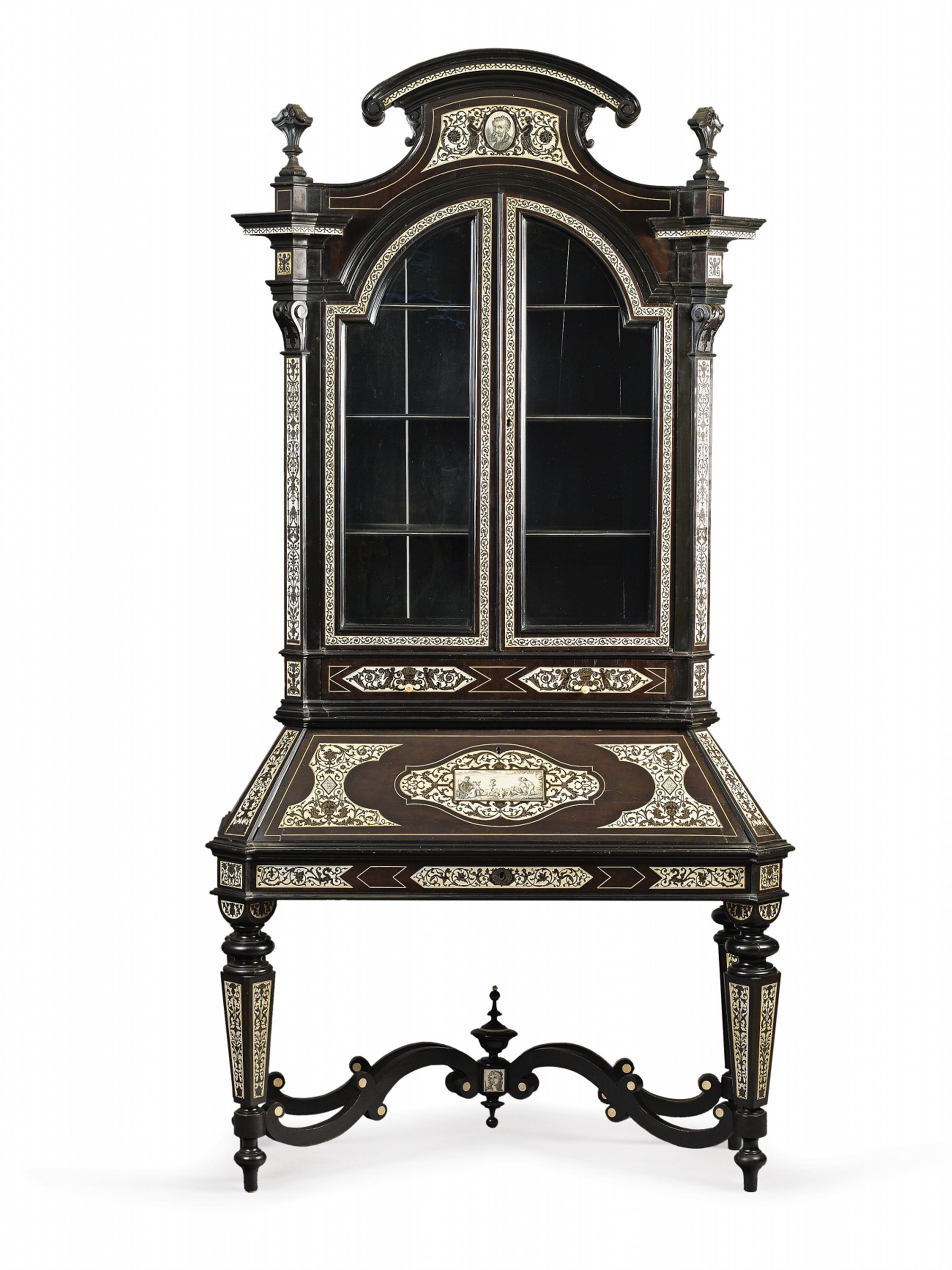 A rare Italian ivory-inlaid ebony writing cabinet - image-1