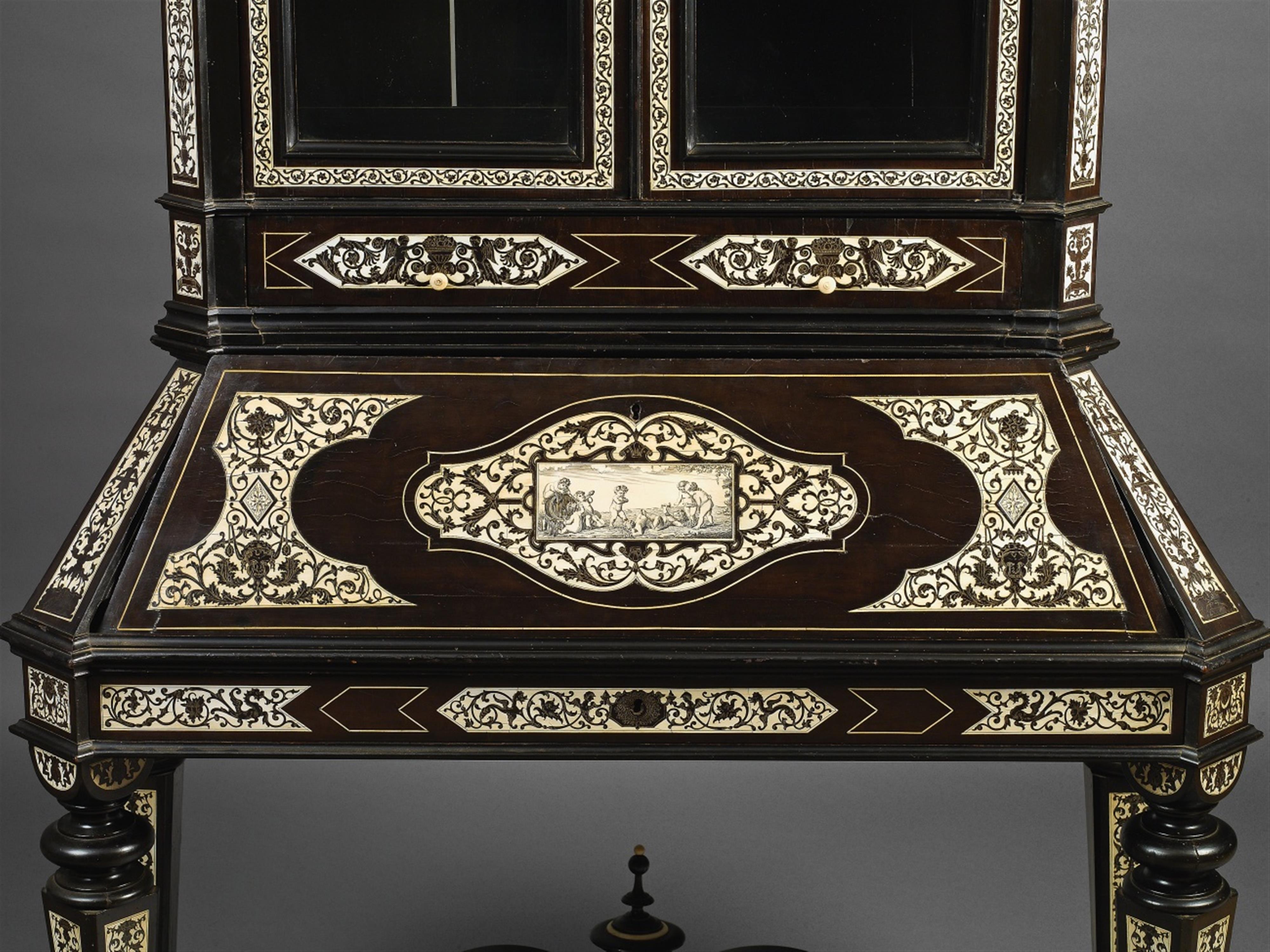 A rare Italian ivory-inlaid ebony writing cabinet - image-2