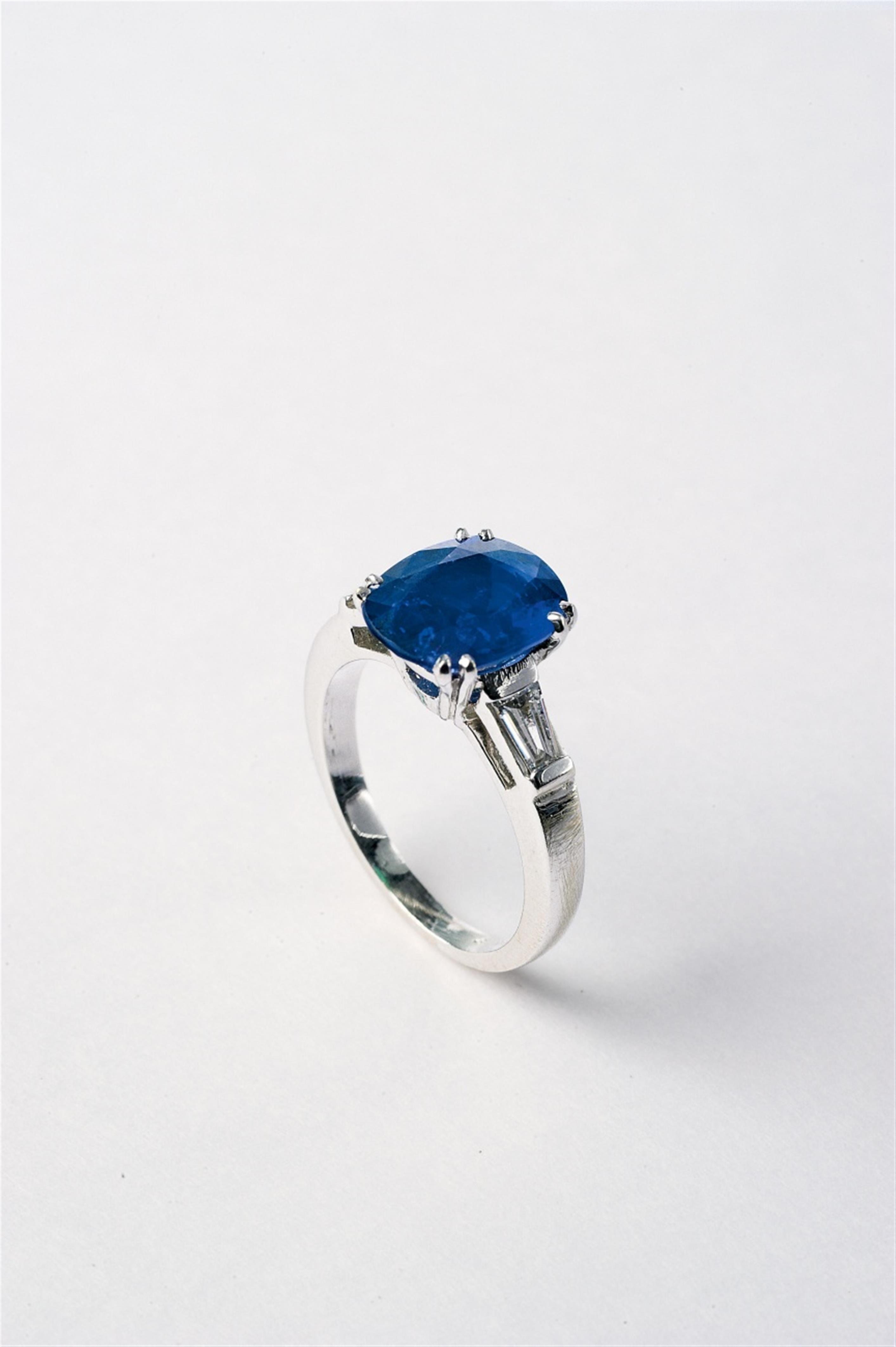 A 14k white gold, diamond and Burmese sapphire ring - image-1
