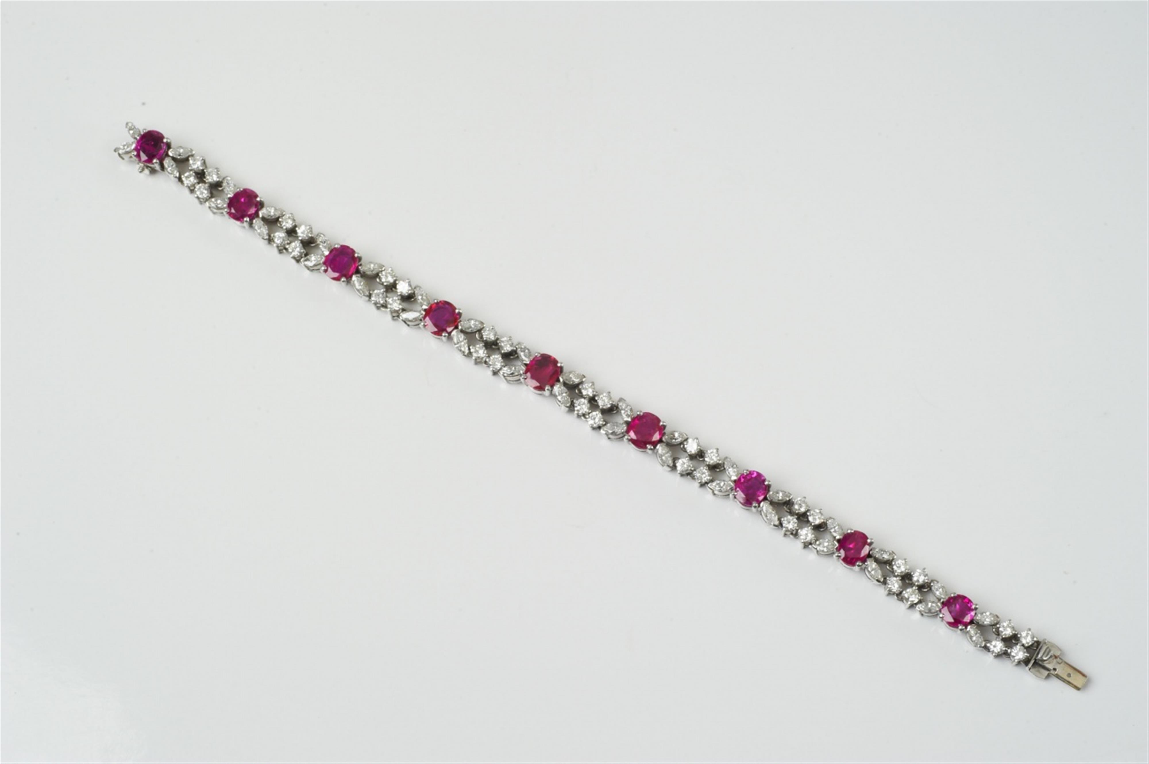 An 18k white gold, ruby and diamond bracelet - image-1