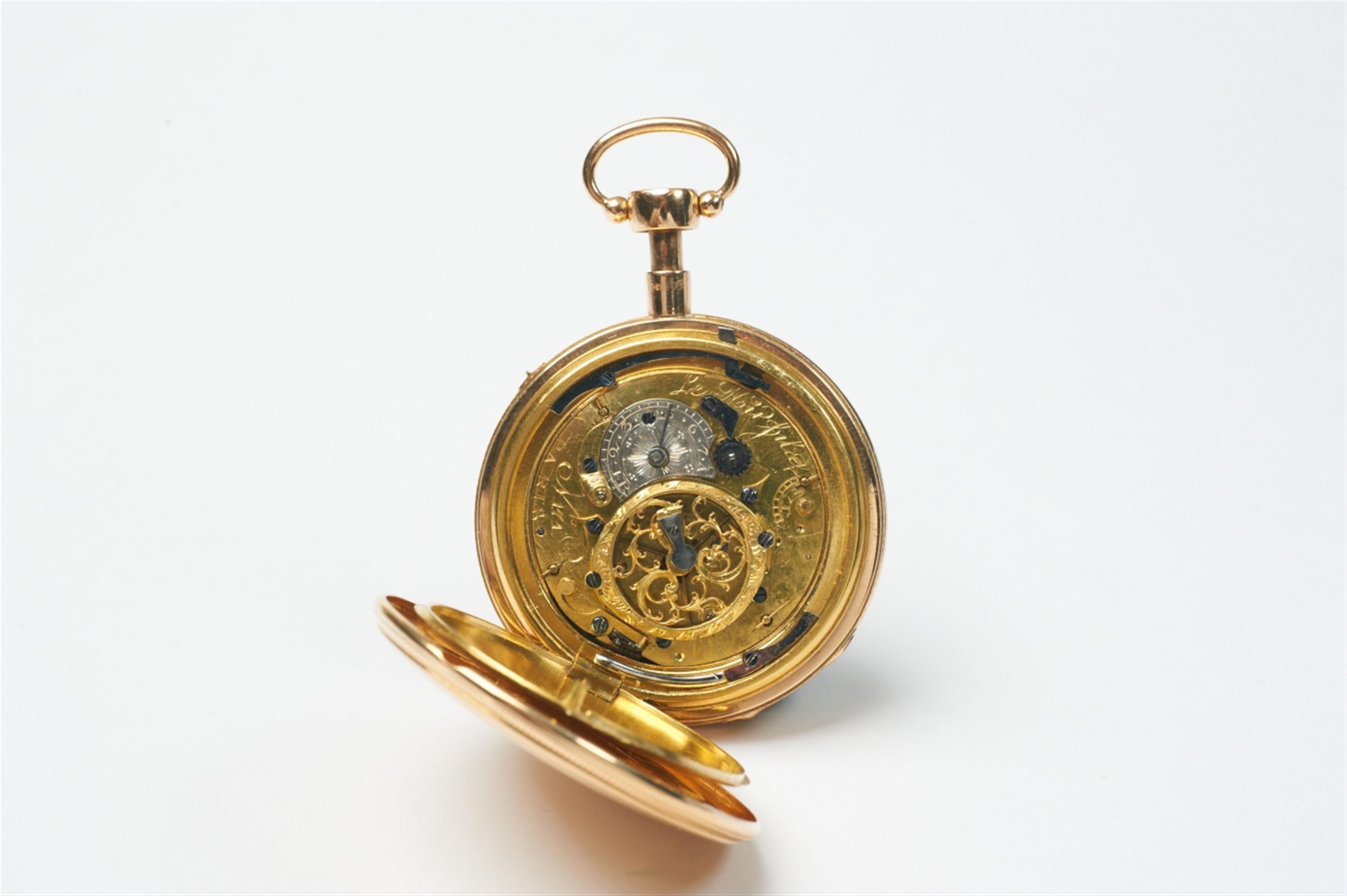 An 18k gold Louis XVI openface pocketwatch with verge escapement and repetition - image-2