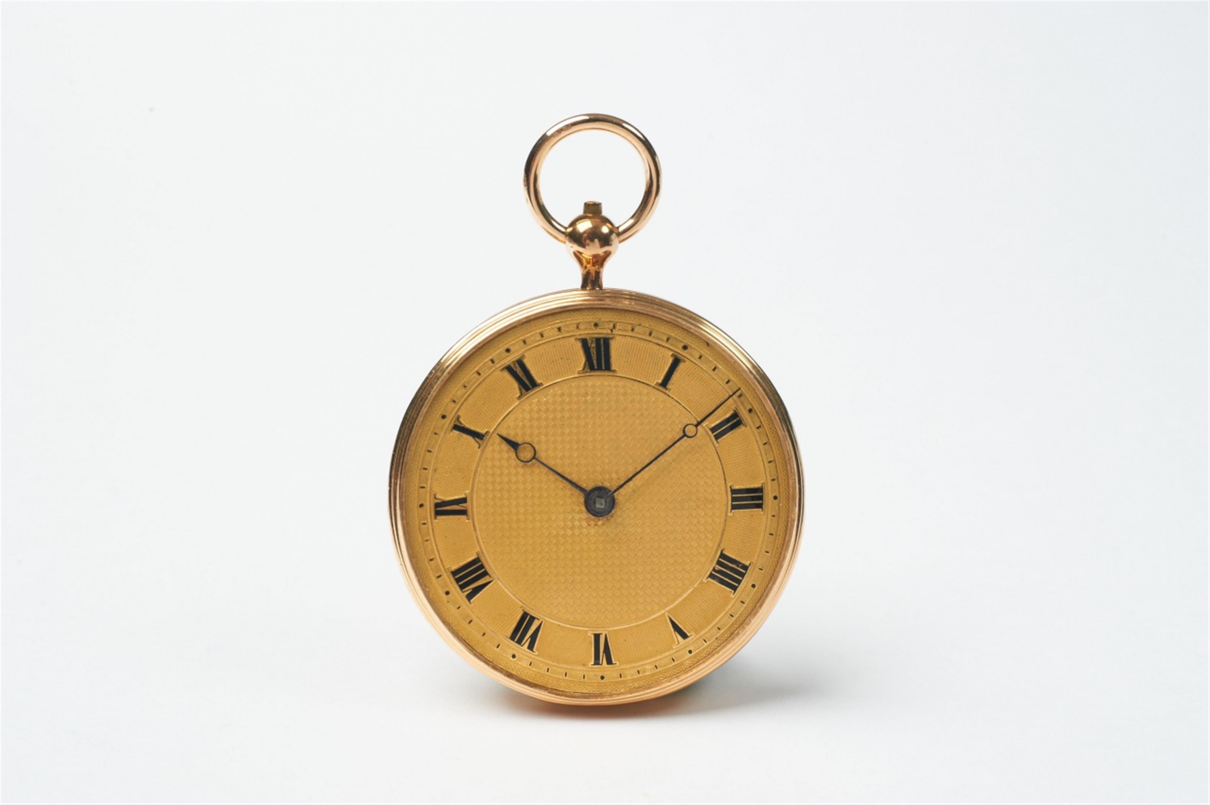 A Parisian 18k gold openface pocketwatch with verge escapement and repetition with self striking - image-1