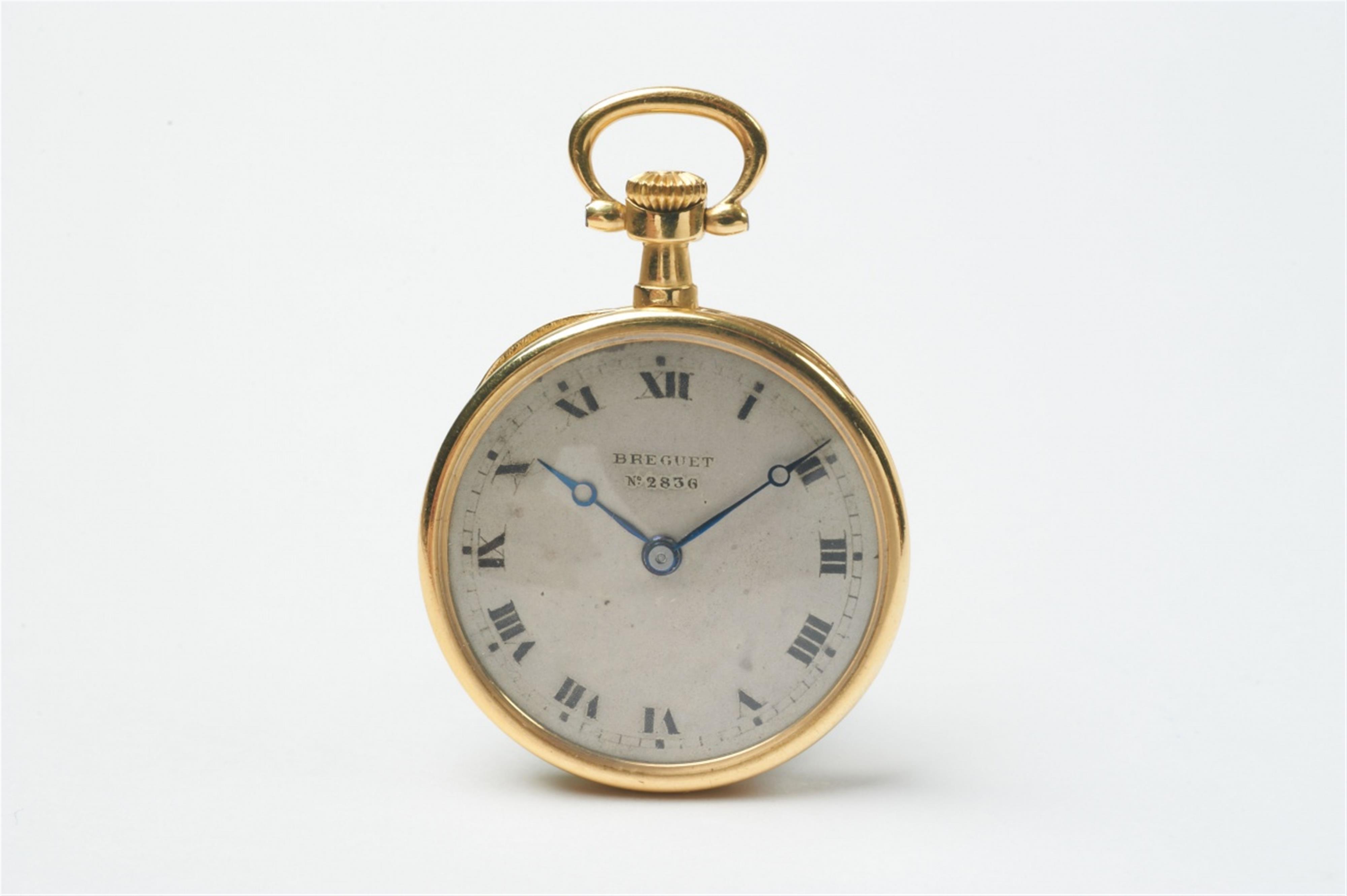 A small Breguet 18k gold ladies openface pocketwatch with manual winding - image-1