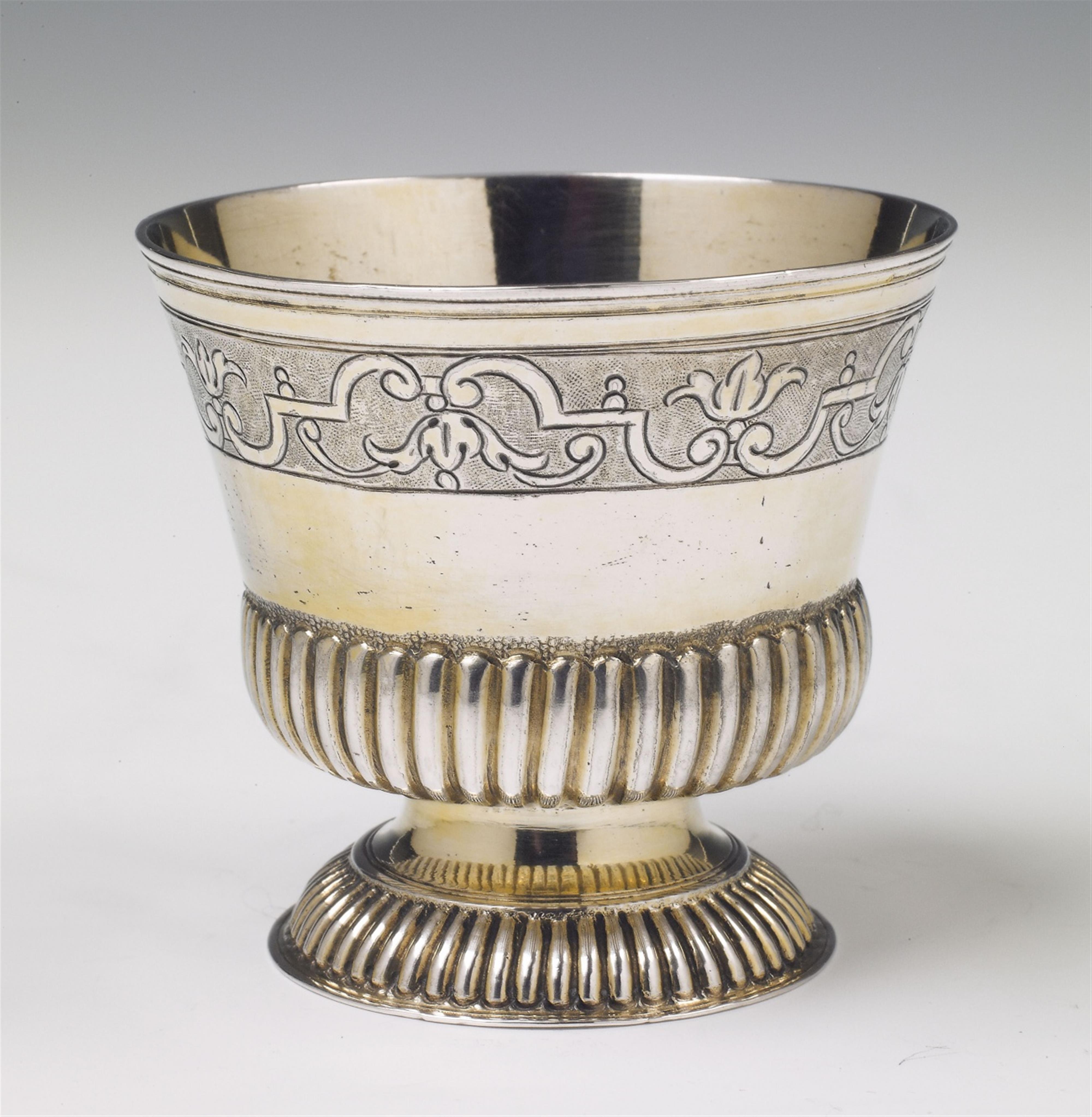 A regence Augsburg partially gilt silver stembowl. Marks of Martin Breuer, 1713 - 17. - image-1