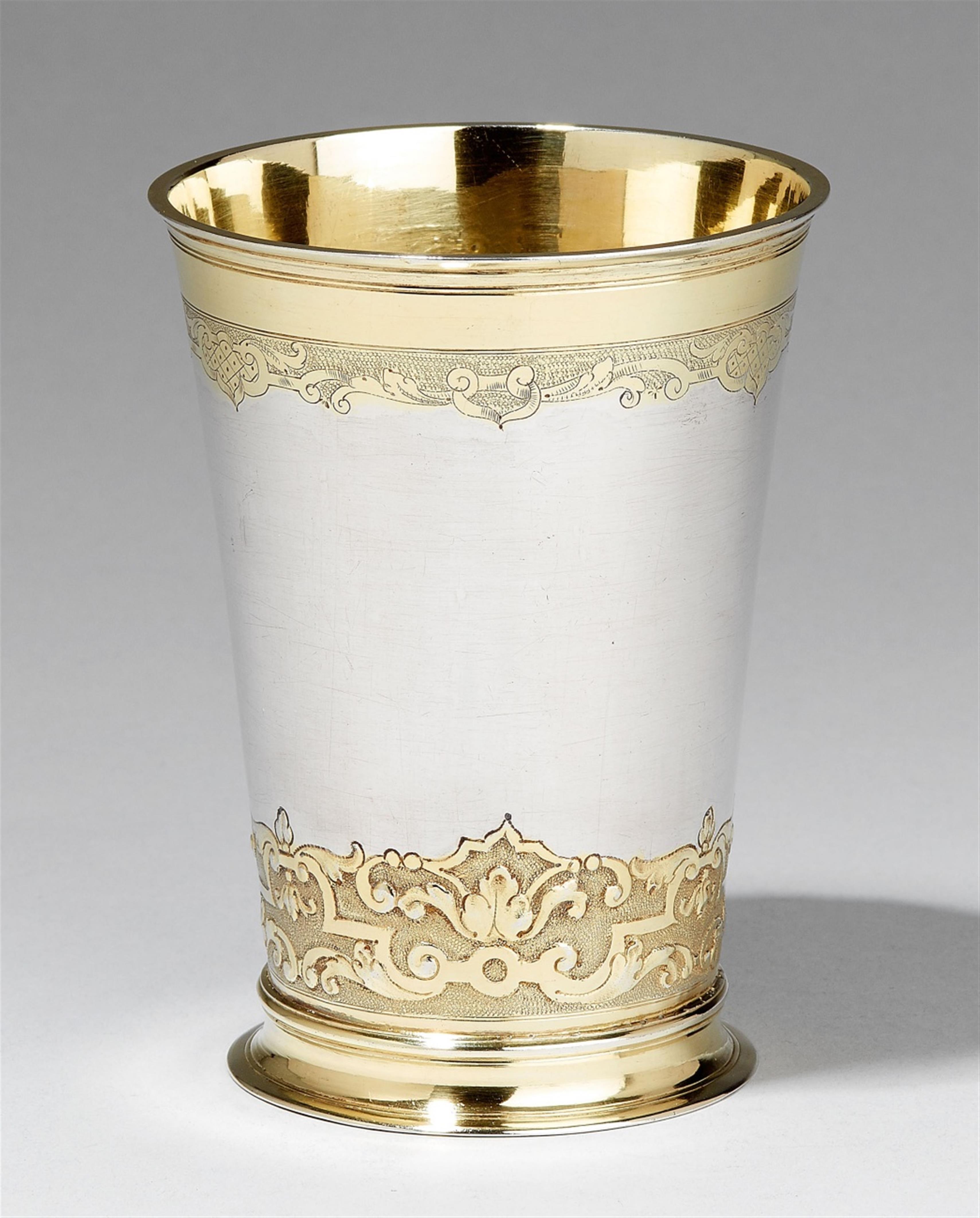 A regence Augsburg partially gilt silver beaker. Marks of Philipp Stenglin, 1721 - 25. - image-1