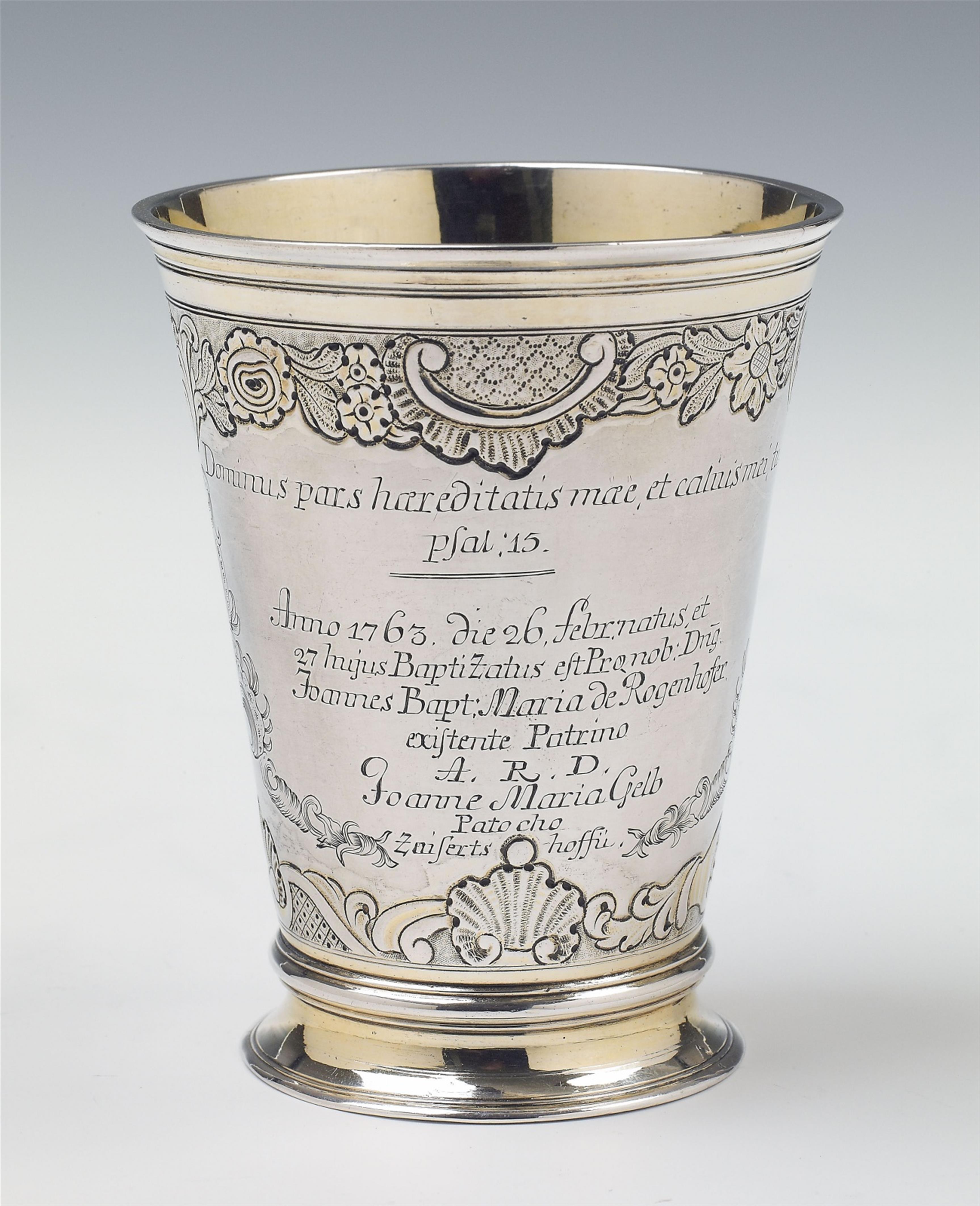 An Augsburg partially gilt silver christening mug. - image-1