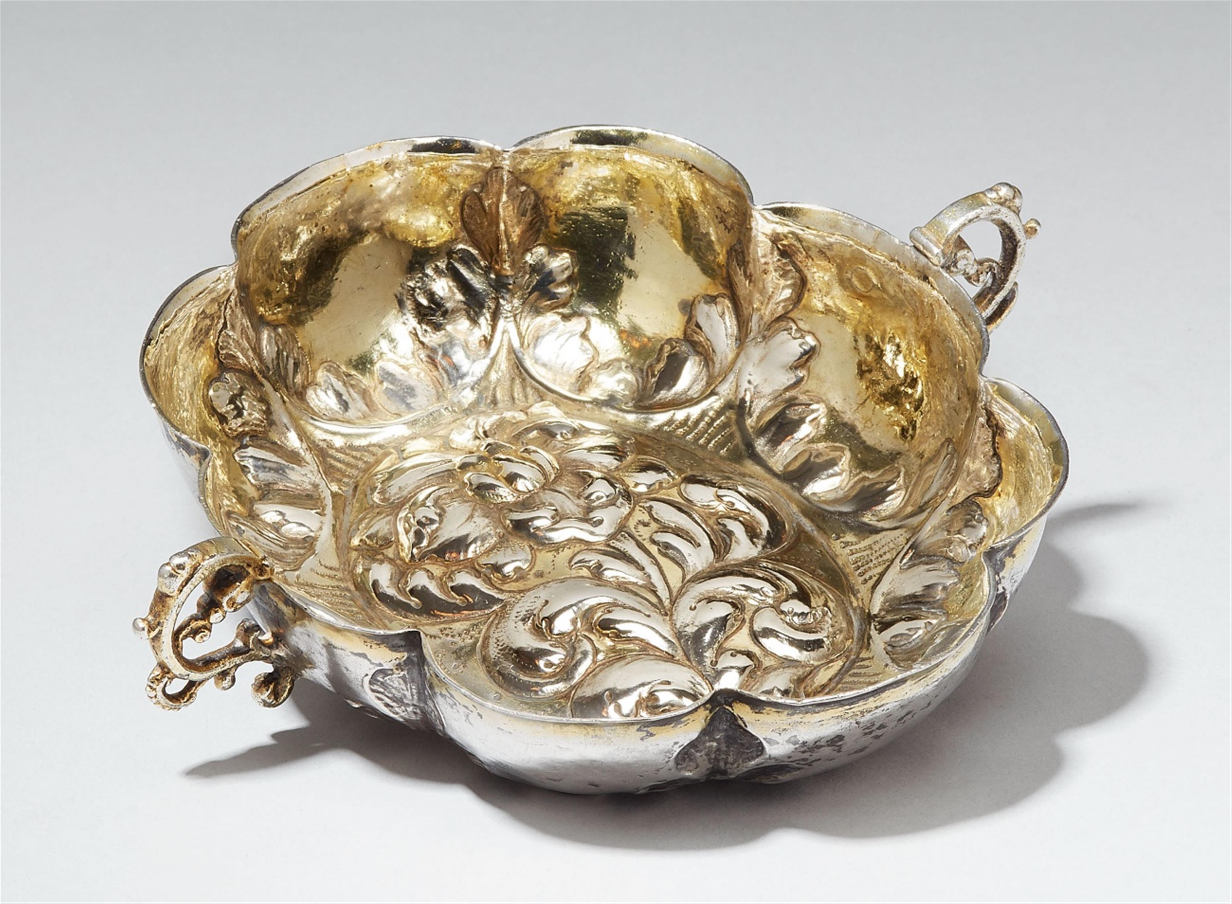 A Prague silver gilt brandy bowl. With remains of gilding. Marks of Antonin Braun, 1673. - image-1