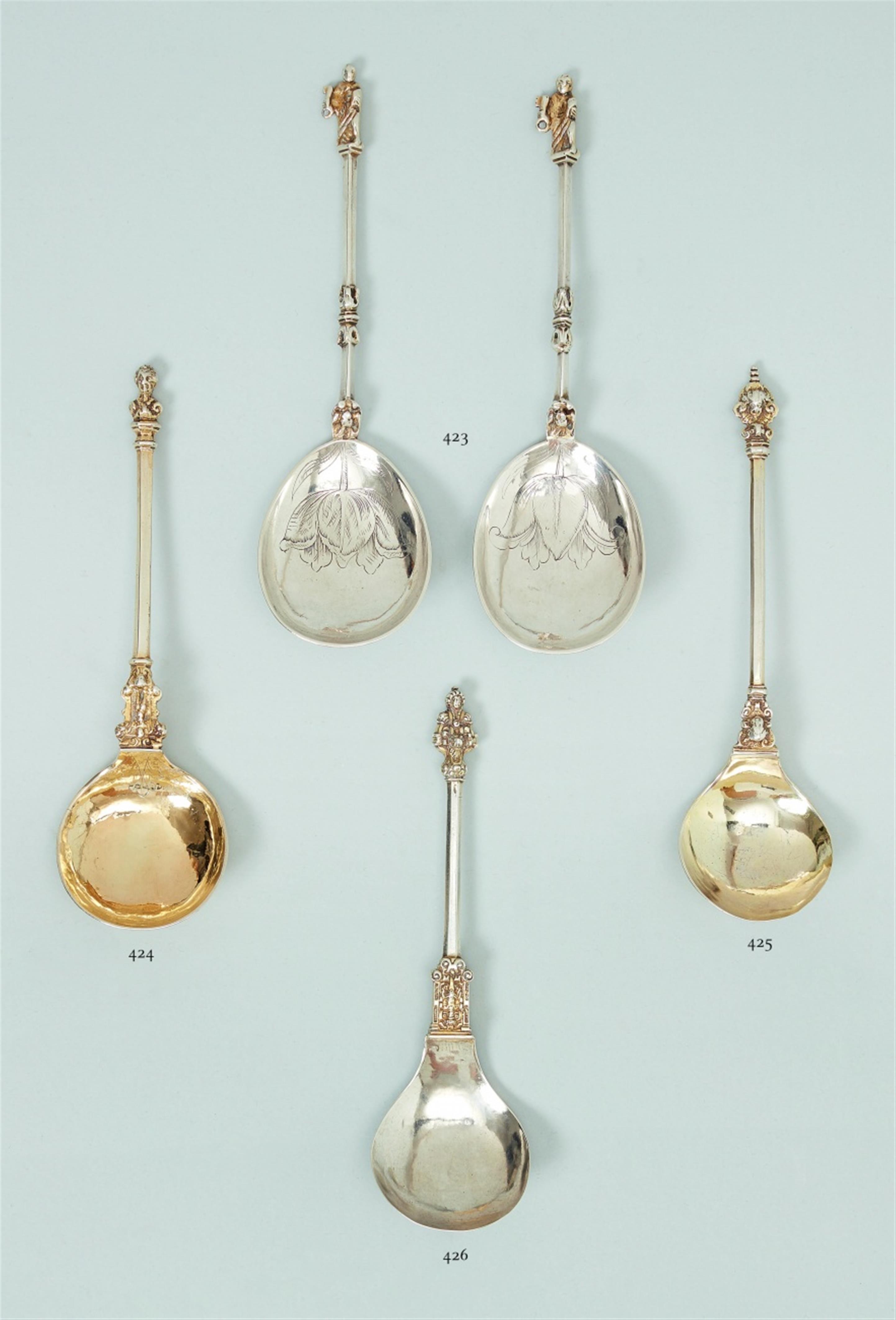 A Gdansk silver gilt spoon. Monogrammed "CK" and "AK". Marks of Constantin Hein, 1732. - image-1