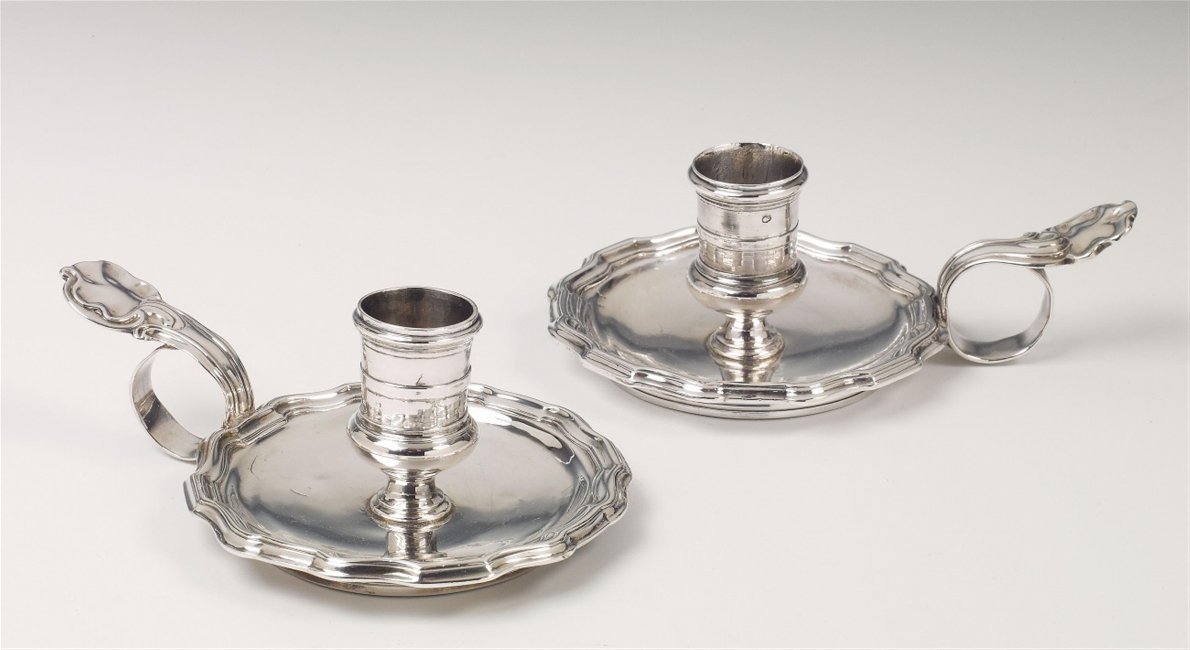 A pair of Parisian silver chambersticks. Marks of Henri Allain, 1745 - 50. - image-1