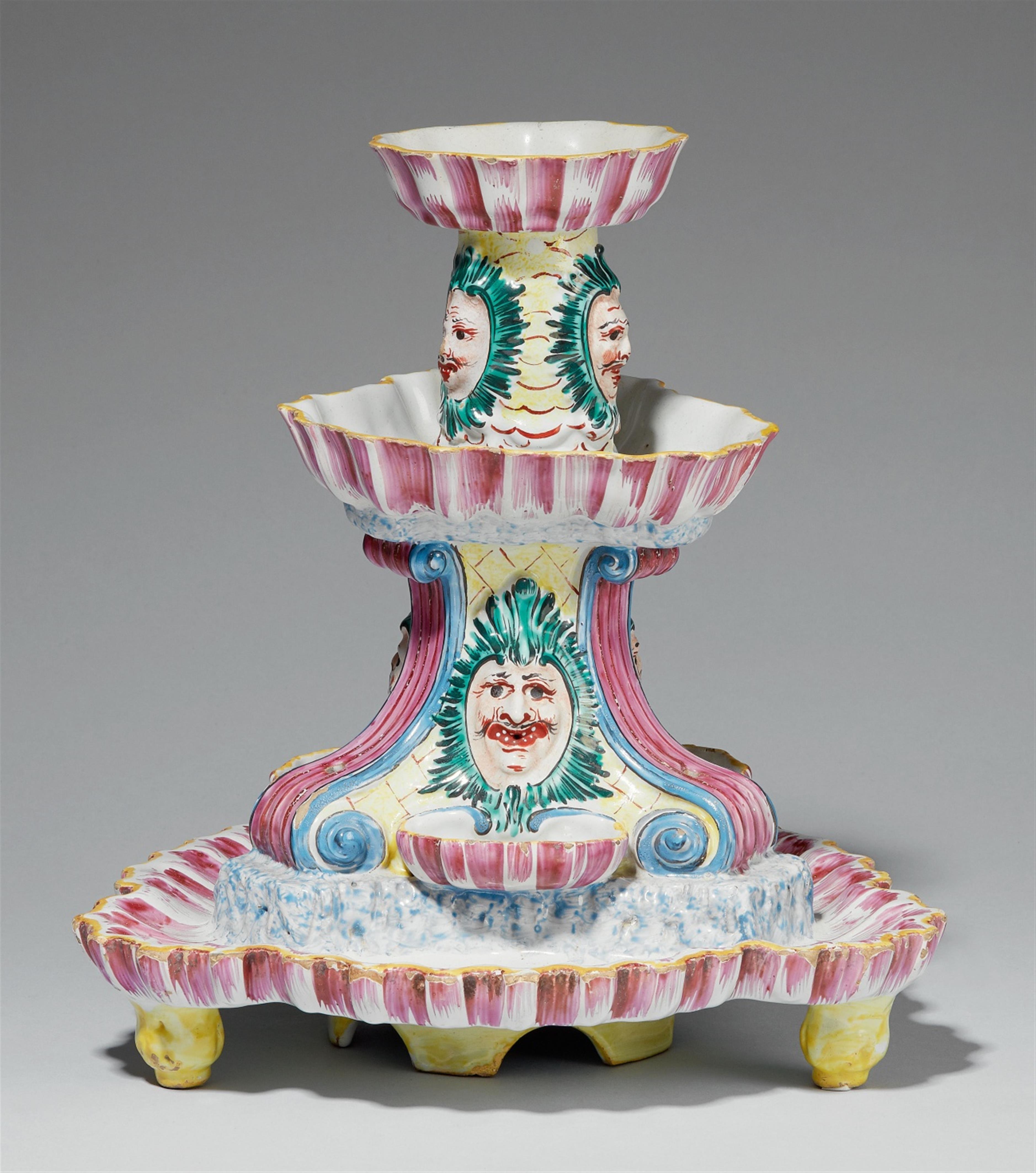 A Holic faience table centrepiece with scroll and mascaron decor - image-1