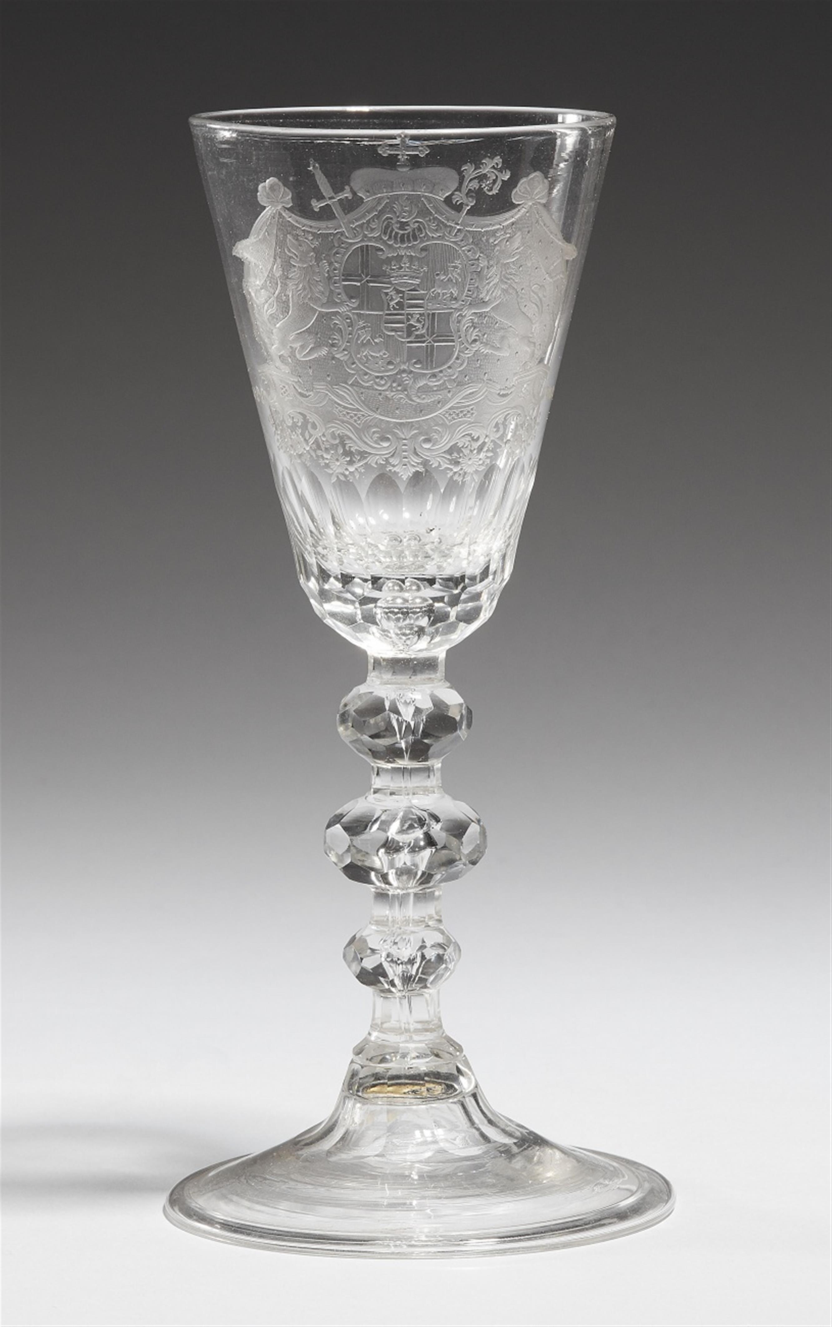 A German glass armorial goblet - image-1