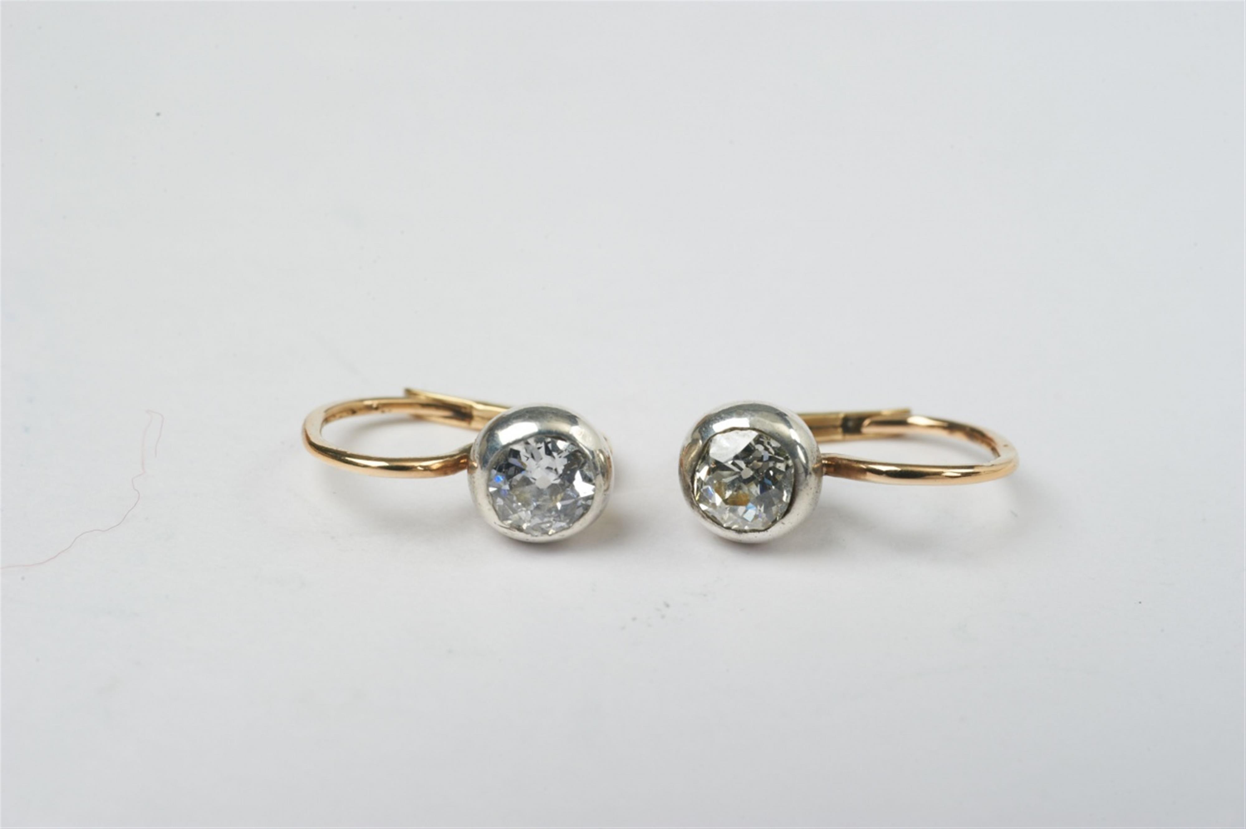 A pair of Belle Epoque silver, 14k gold and old-cut diamond earrings - image-1