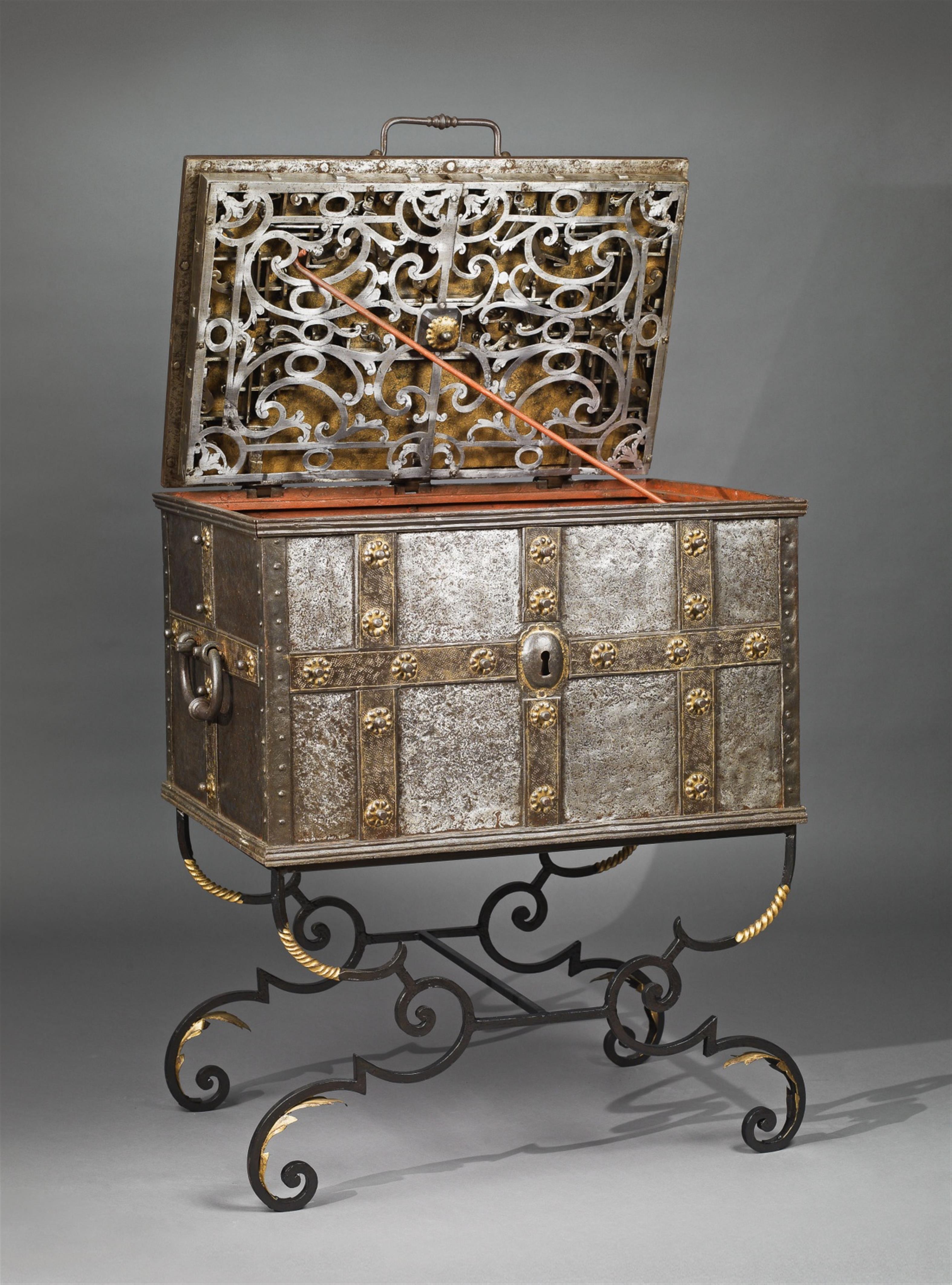 A German baroque gilt iron coffer - image-1