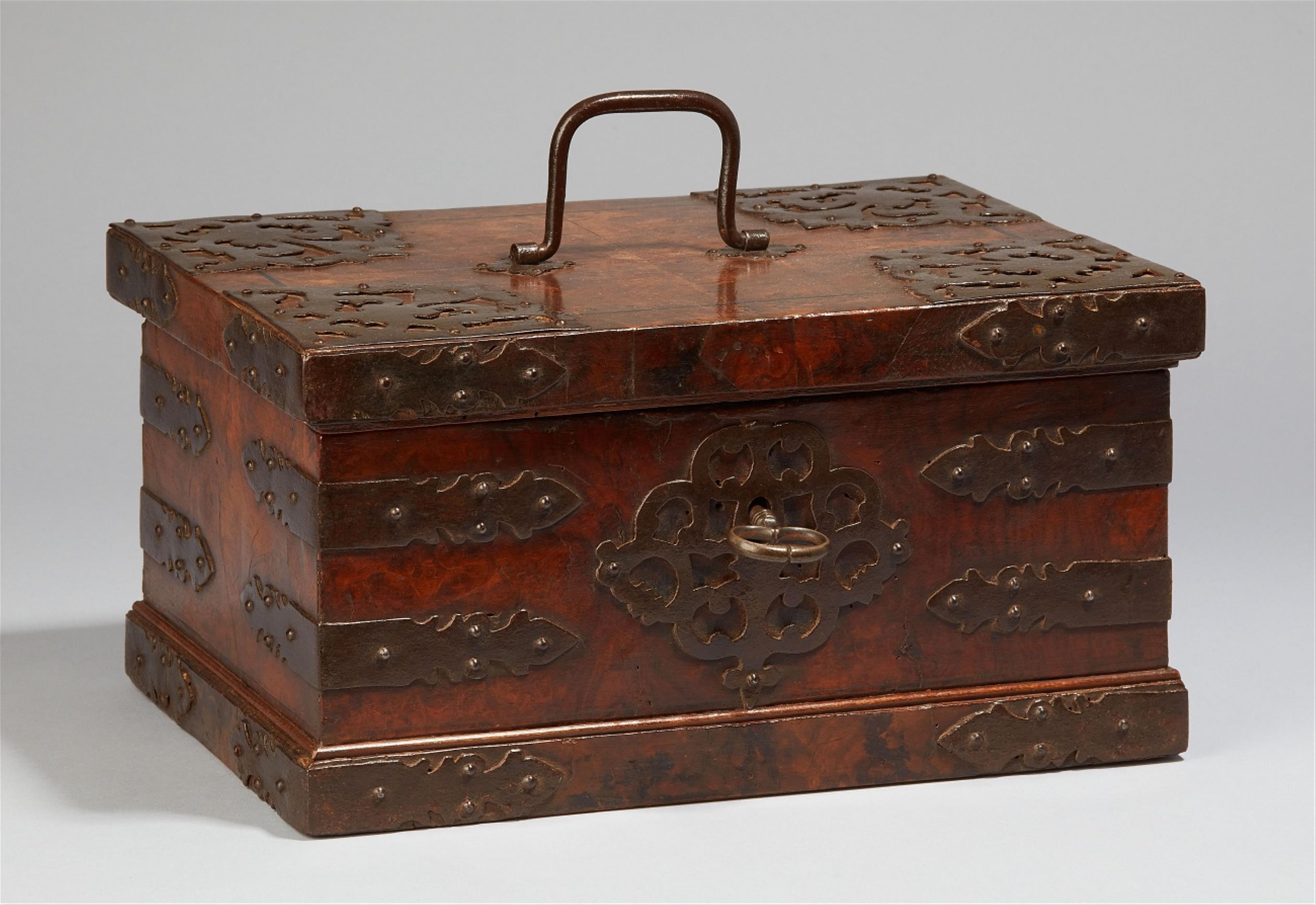 A French iron-mounted walnut casket - image-1