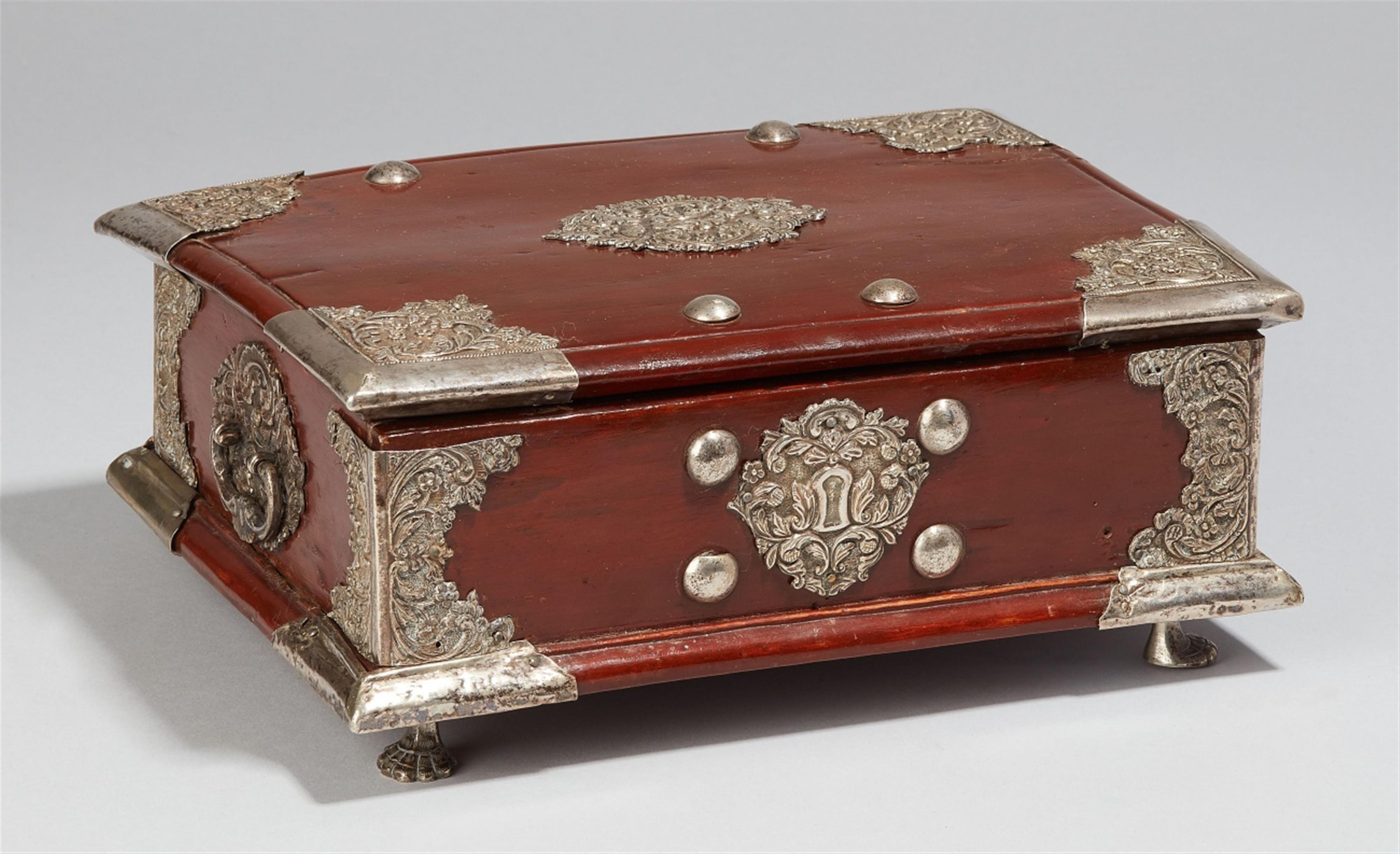 A Batavian silver-mounted tropical hardwood coffer - image-1