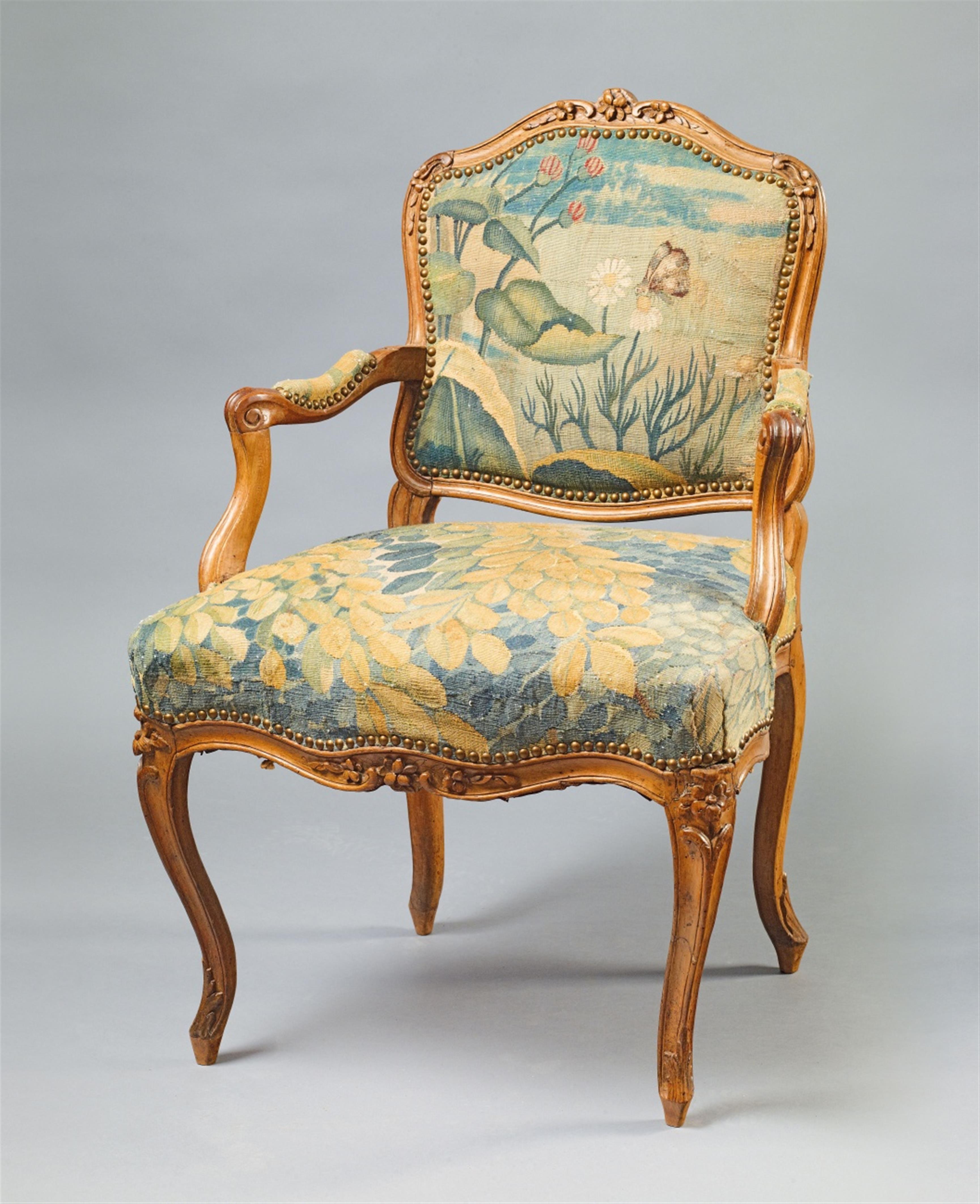 A French Louis XV beechwood ladies fauteil - image-1