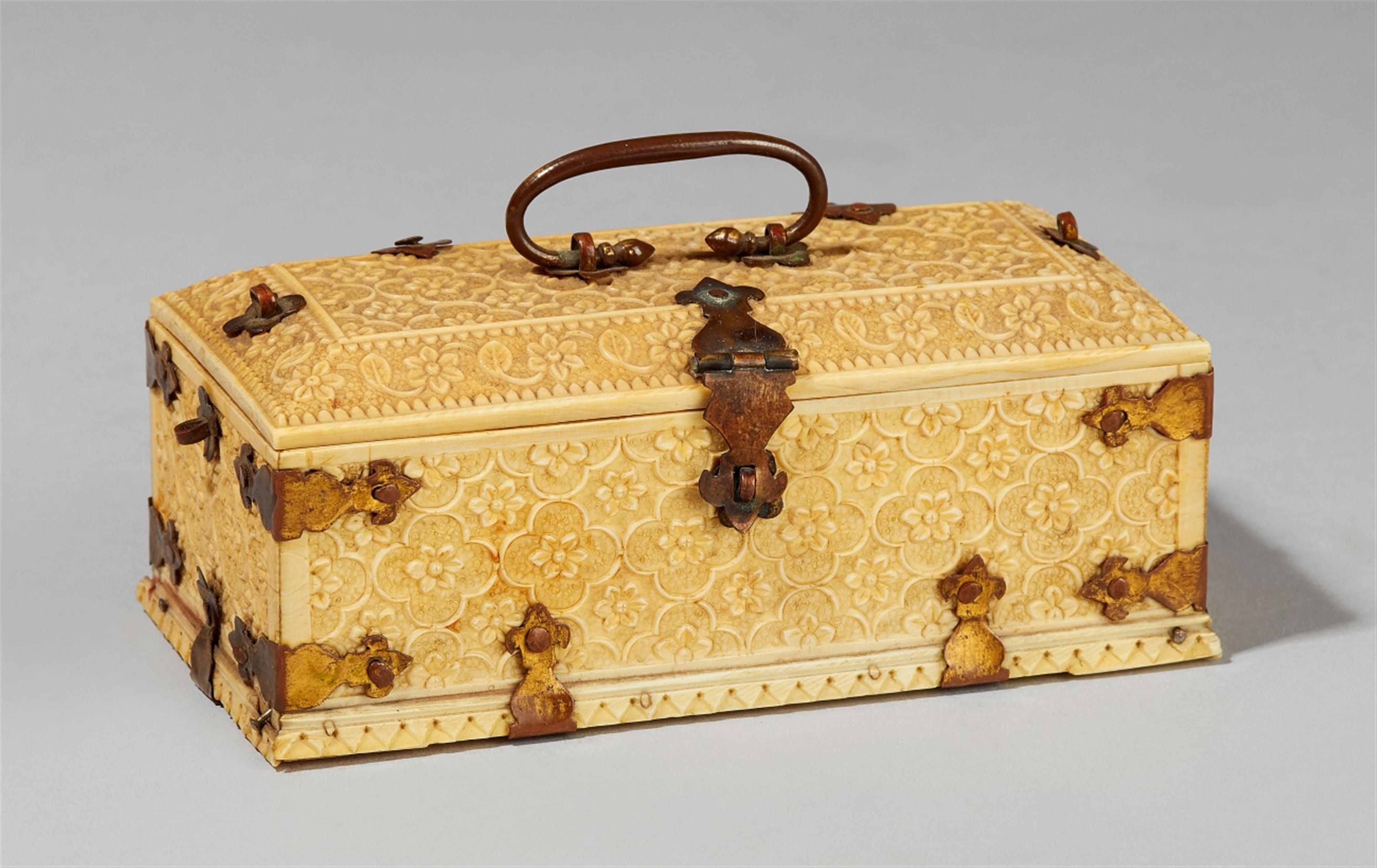 A Mughal gilt copper-mounted ivory box - image-1
