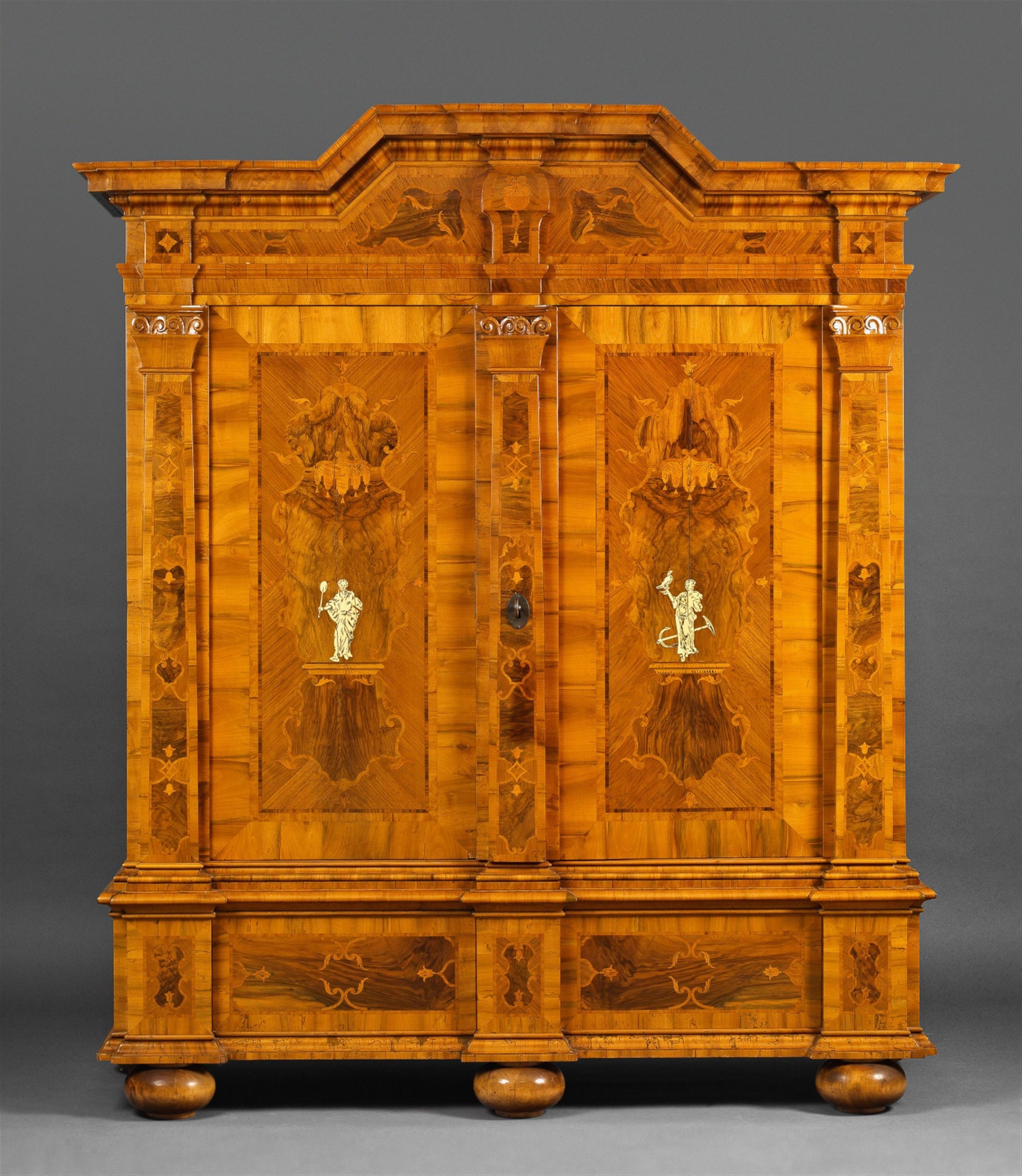 A Brunswick bone-inlaid walnut architectural cabinet - image-1