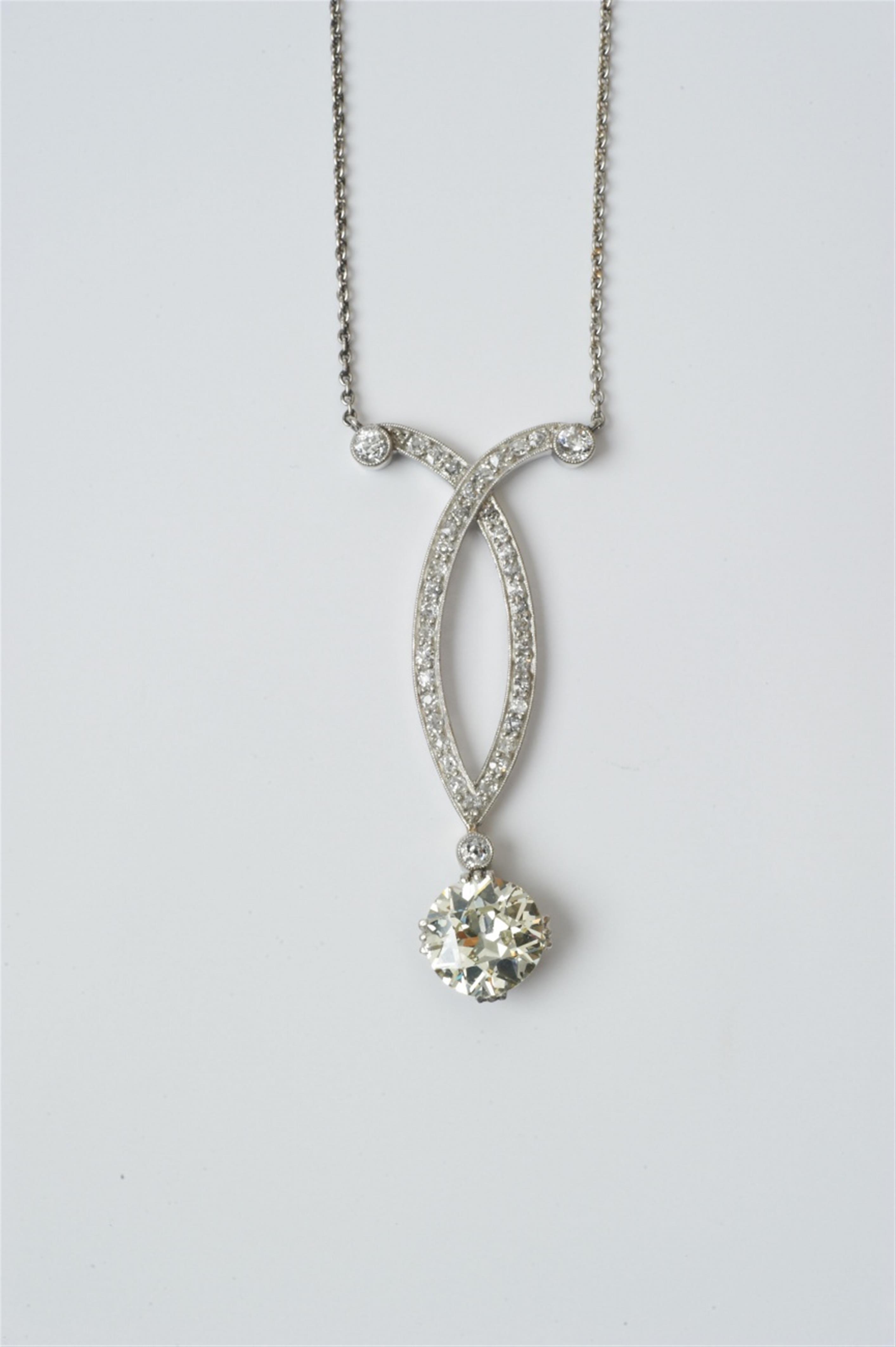 A platinum, 14k gold and diamond Belle Epoque pendant necklace - image-2