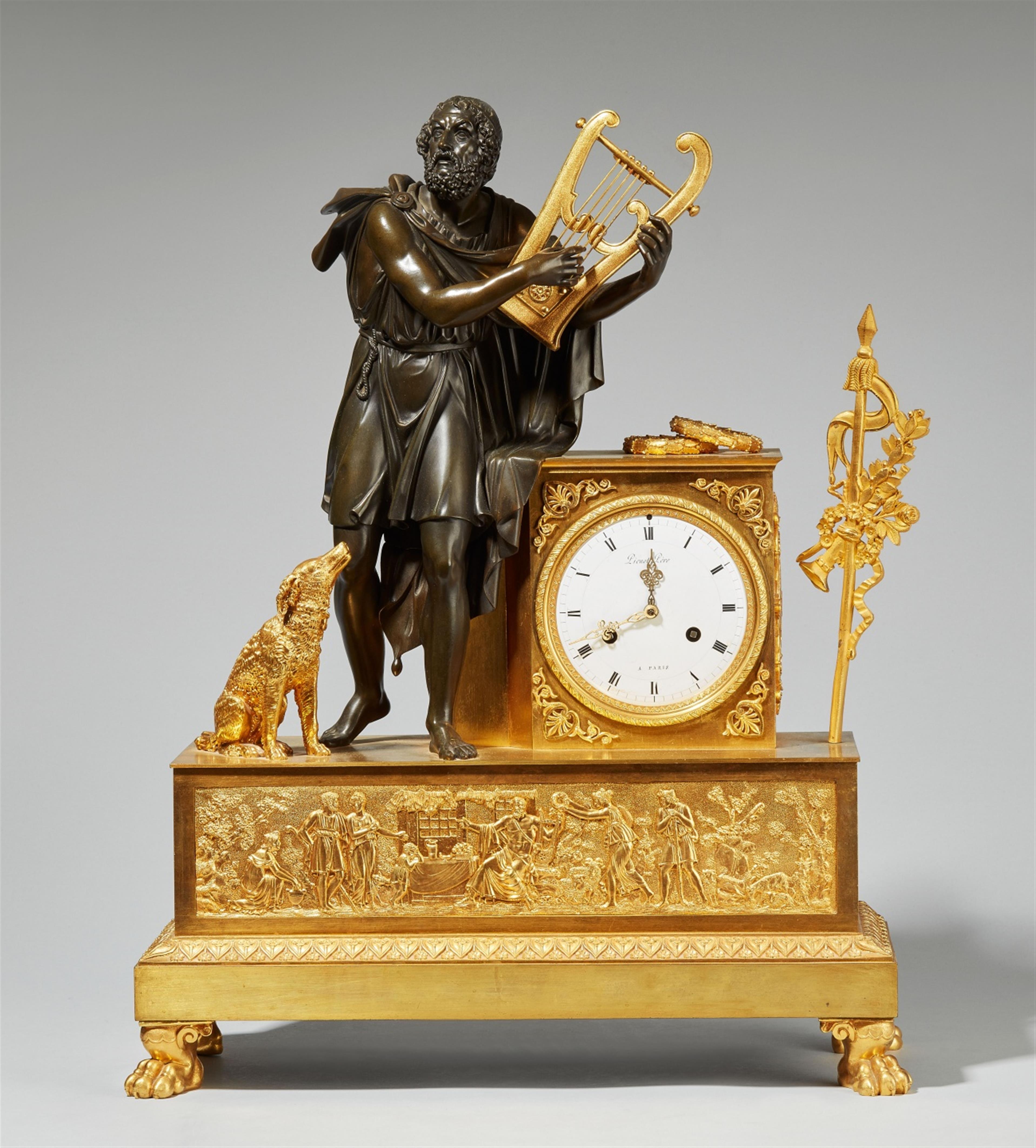 A Parisian ormolu-mounted pendulum clock with the blind poet Homer - image-1